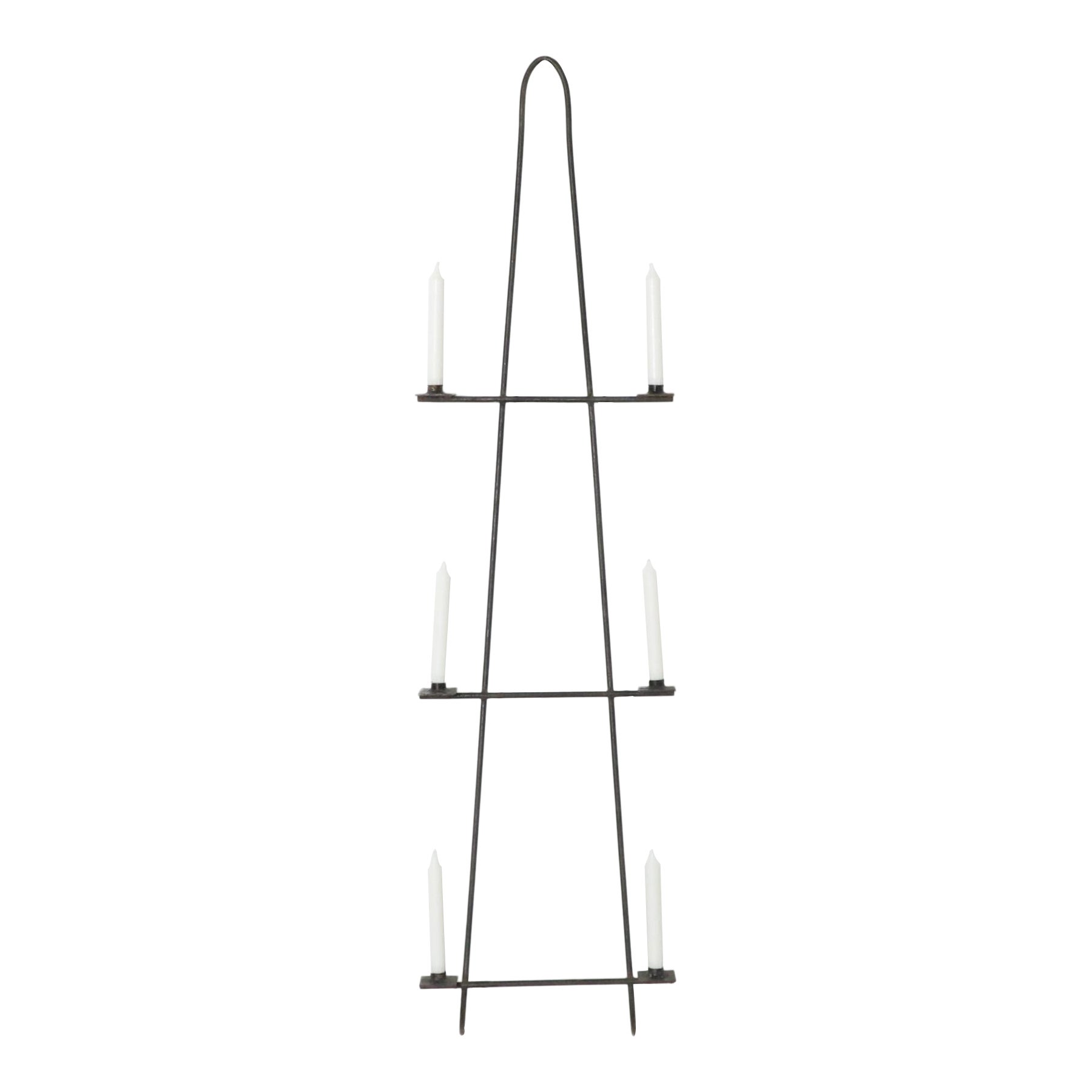 Dreieckiger Wandleuchter aus Eisen aus der Mitte des Jahrhunderts mit quadratischen Platten im Angebot