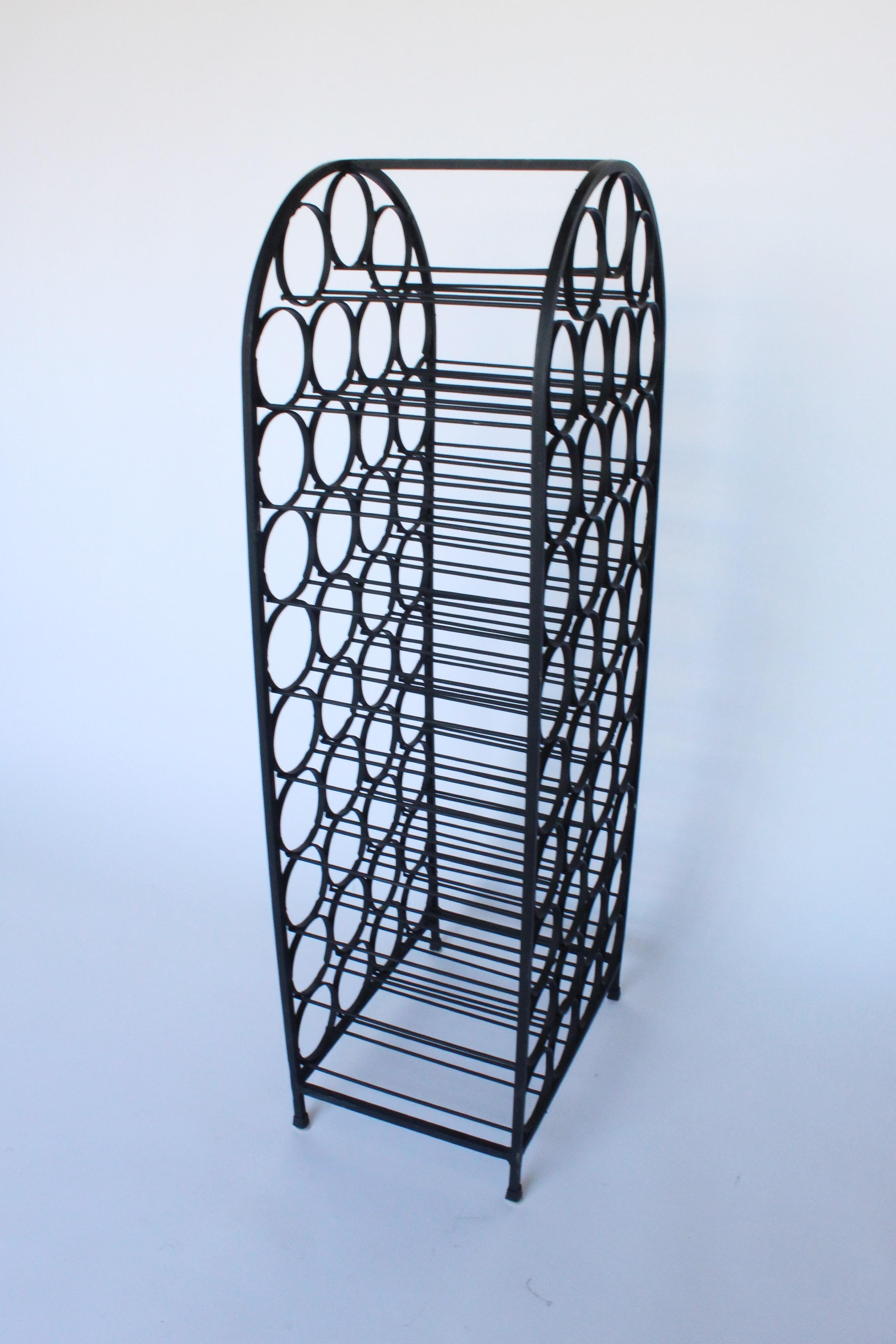 Hand-Crafted Midcentury Iron Wine Rack For Sale