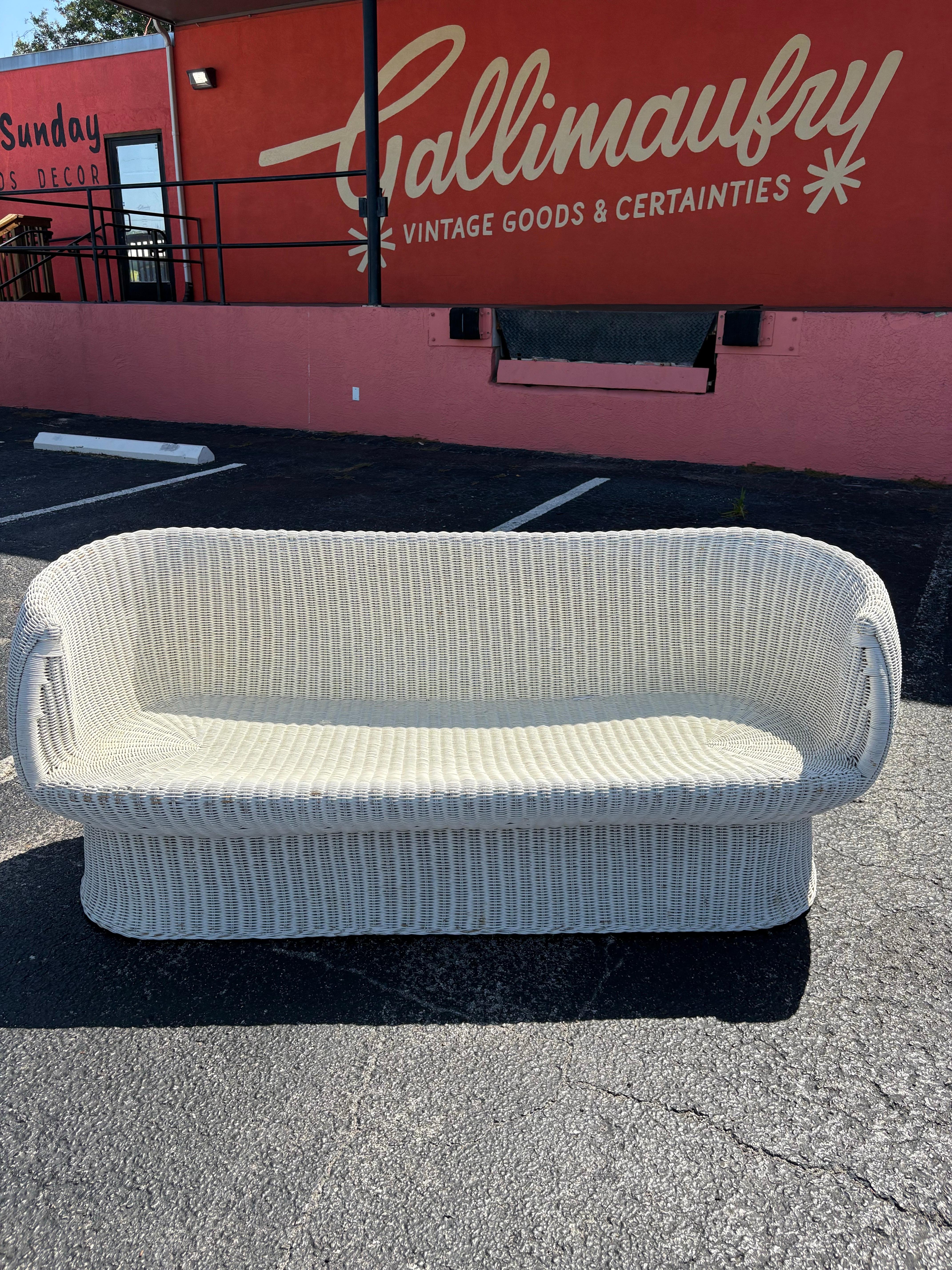 Mid Century Isamu Kenmochi style Wicker Rattan Bubble Mushroom Sofa Settee For Sale 1