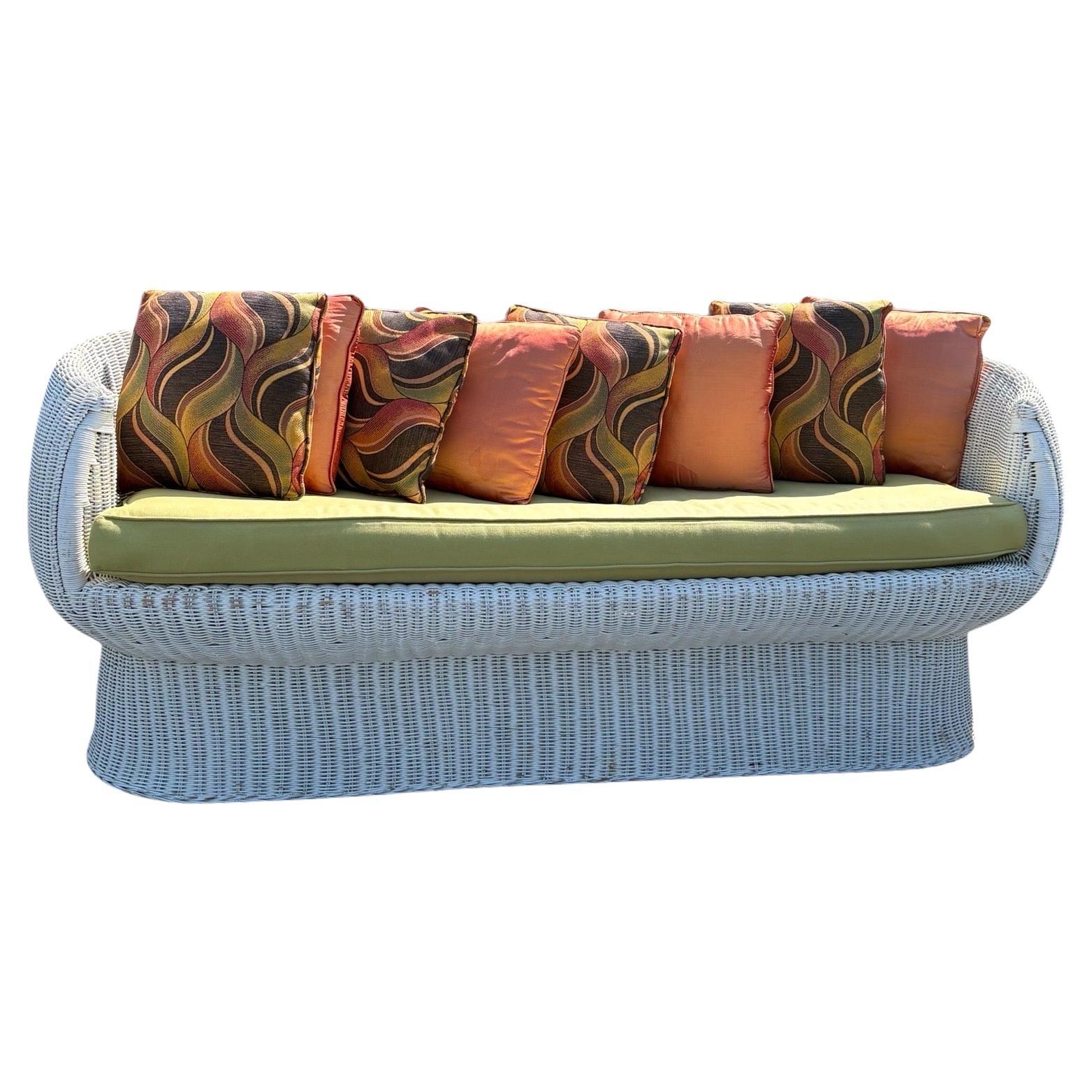 Mid Century Isamu Kenmochi style Wicker Rattan Bubble Mushroom Sofa Settee