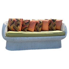 Vintage Mid Century Isamu Kenmochi style Wicker Rattan Bubble Mushroom Sofa Settee