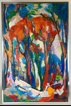 Mid-Century Isreal Abramofsky Abstract Oil on Canvas