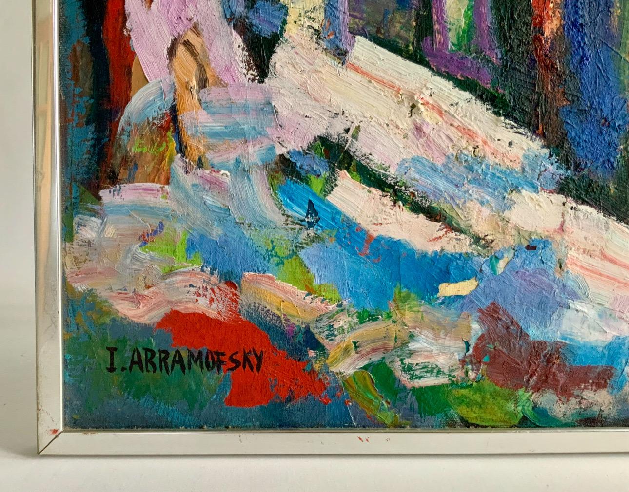 American Mid-Century Isreal Abramofsky Abstract Oil on Canvas For Sale