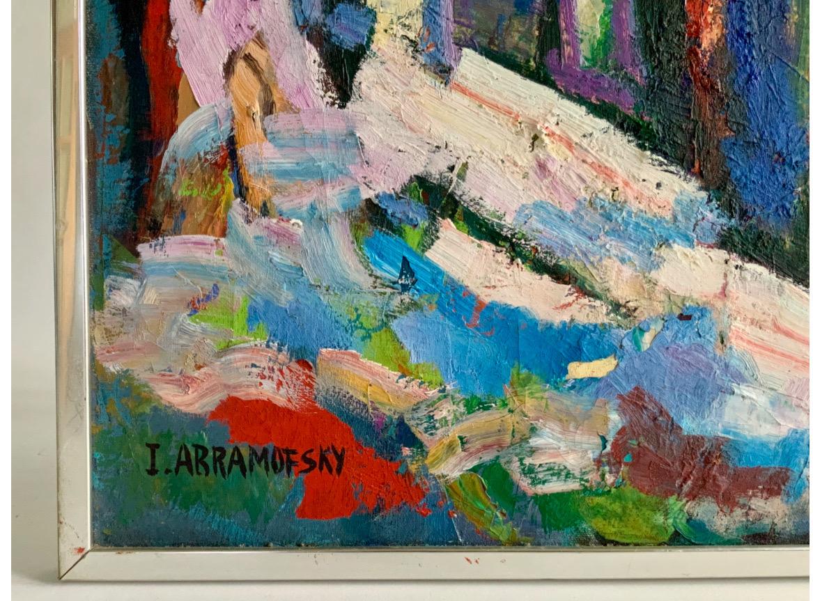 Mid-Century Isreal Abramofsky Abstract Oil on Canvas In Good Condition For Sale In Haddonfield, NJ