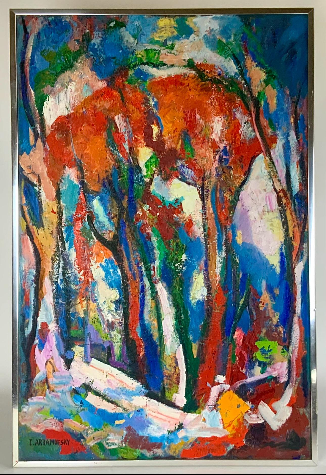 20th Century Mid-Century Isreal Abramofsky Abstract Oil on Canvas For Sale