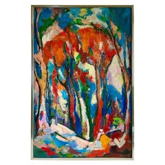 Mid-Century Isreal Abramofsky Abstract Oil on Canvas