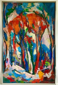 Mid-Century Isreal Abramofsky Abstract Oil on Canvas