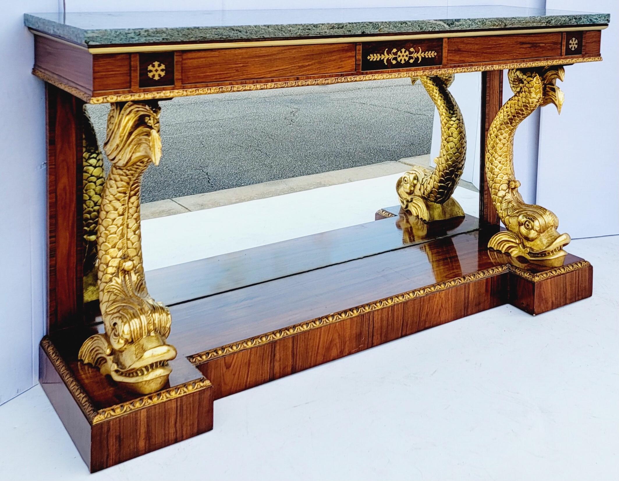 20th Century Mid-Century Itaian Neo-Classical Style Giltwood And Marble Top Console Table