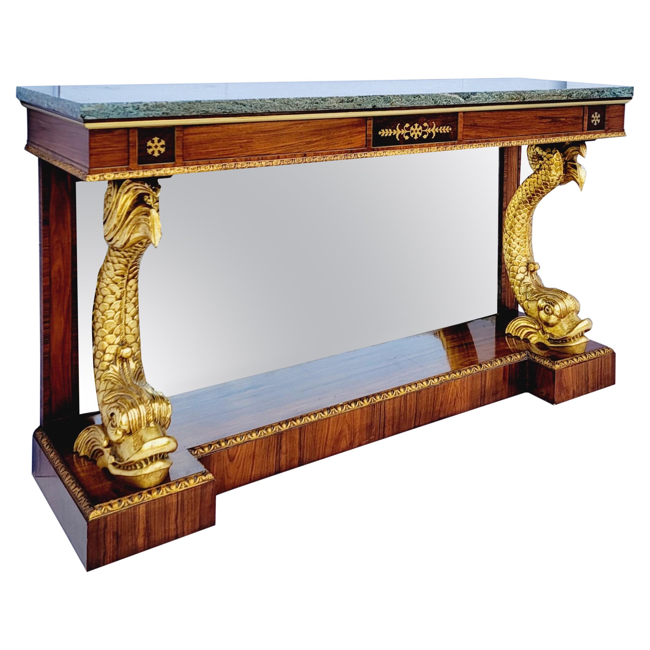 Mid-Century Itaian Neo-Classical Style Giltwood And Marble Top Console Table