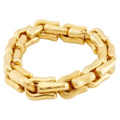 Mid Century Italian 18k Yellow Gold Large Link Bracelet