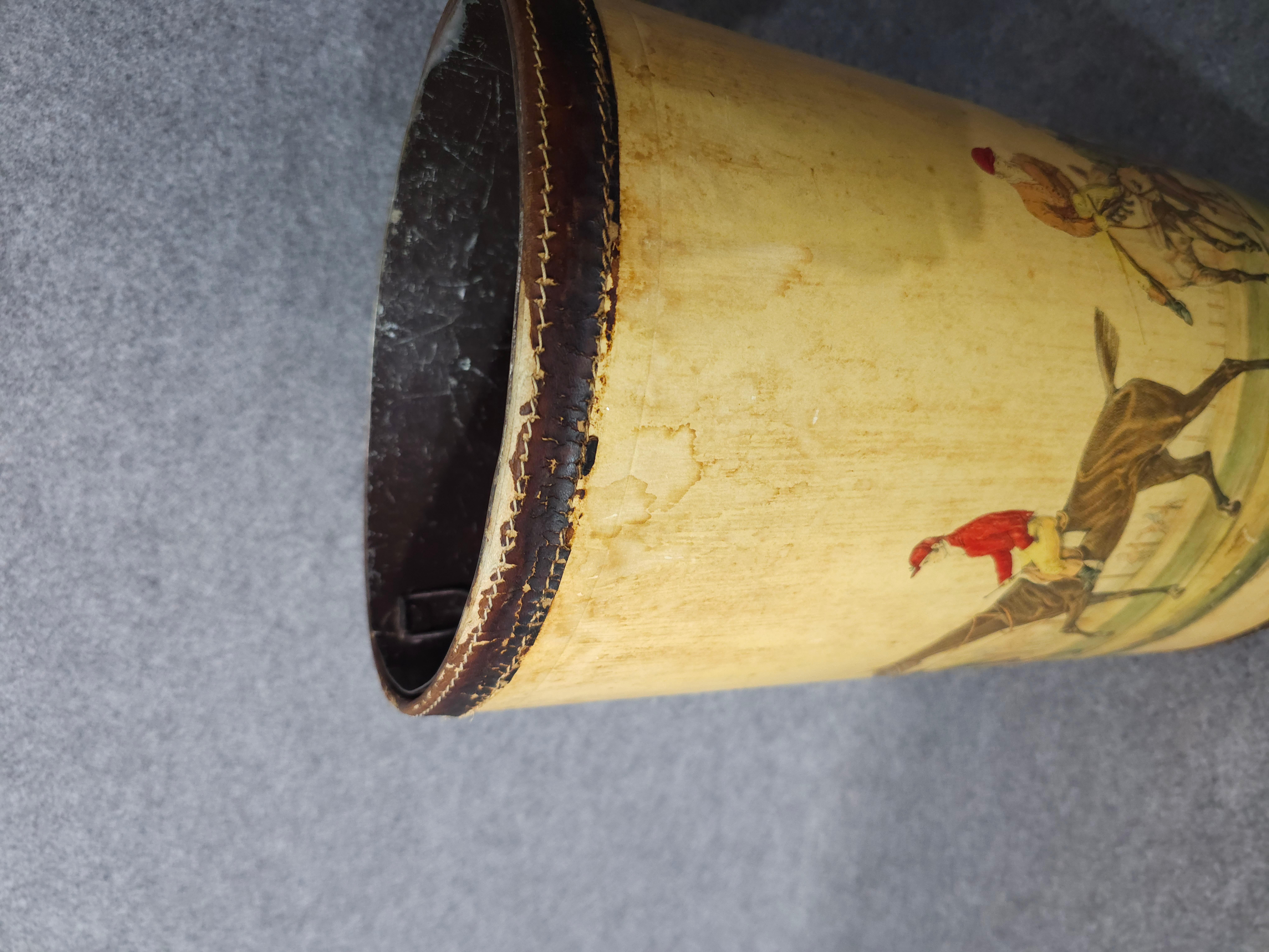 Mid-century Italian 1950s Metal and Leather Umbrella Stand or Walking Stick 4