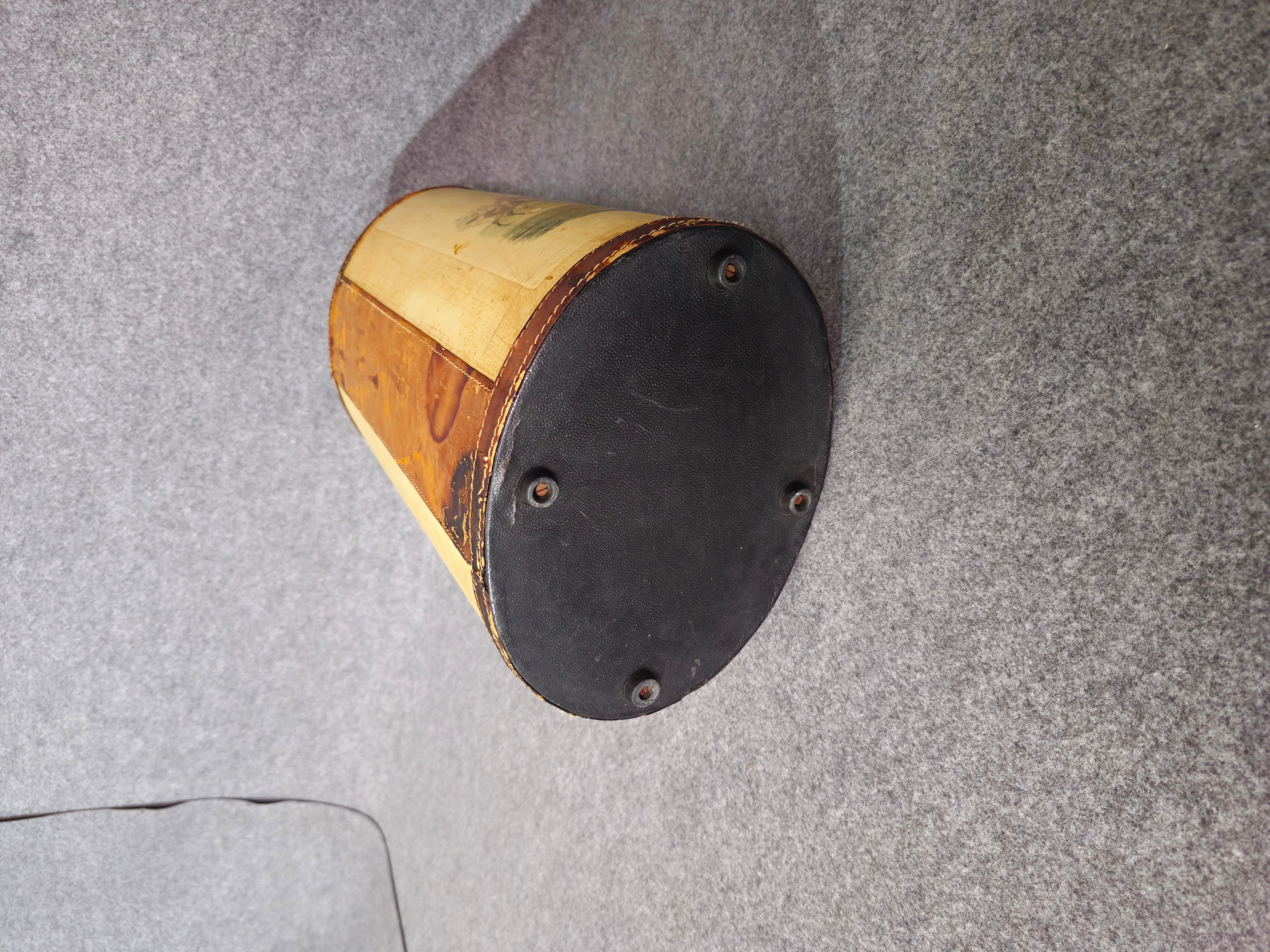Mid-century Italian 1950s Metal and Leather Umbrella Stand or Walking Stick 2