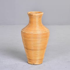 Mid Century Italian 21” Rattan Floor Vase