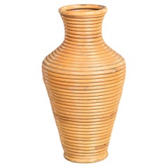 Mid Century Italian 21” Rattan Floor Vase