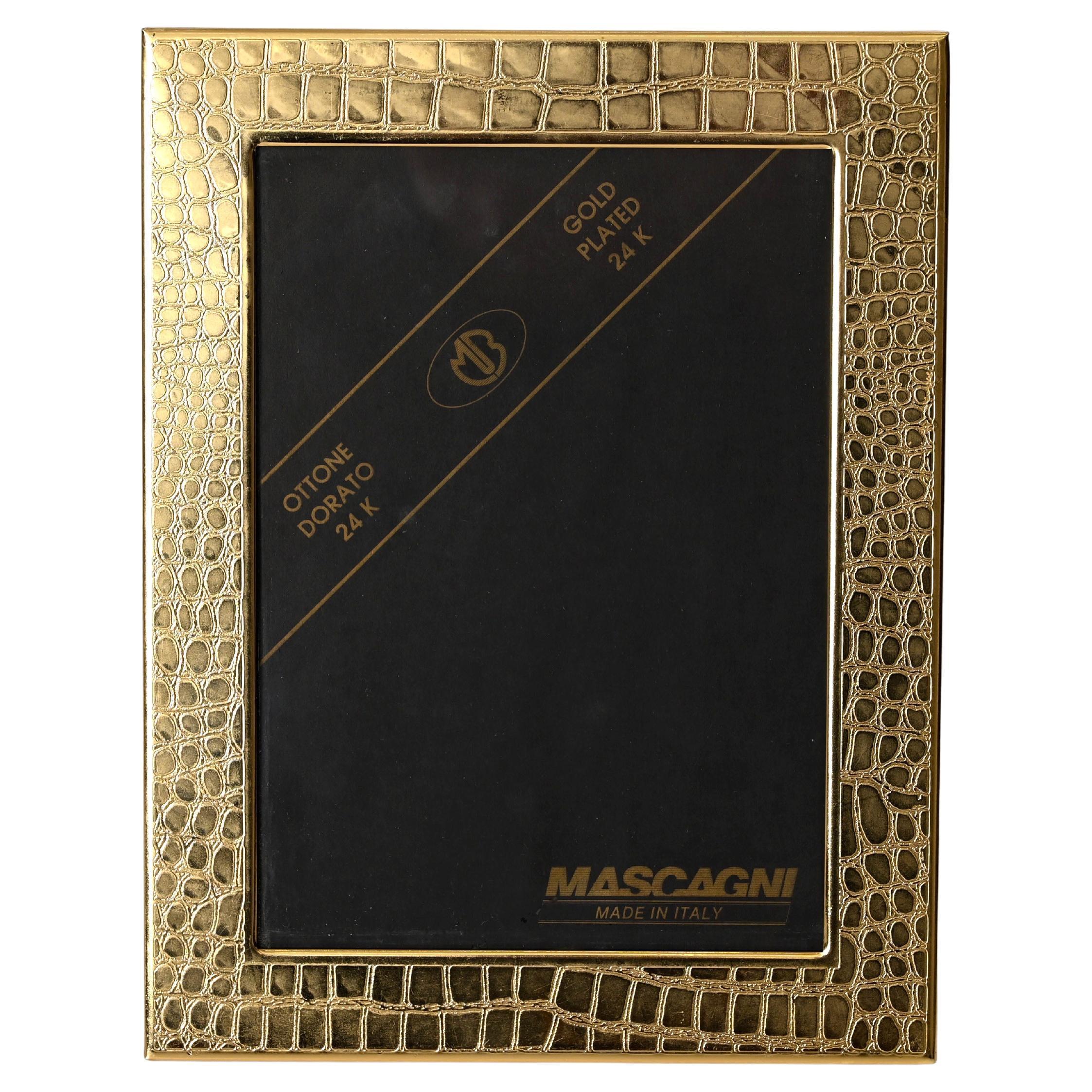 Marco de fotos italiano de mediados de siglo en latón dorado 24K de Mascagni, años 70