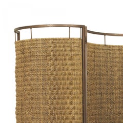 Mid-Century Italian 3-Curve Woven Screen with Metal Frame