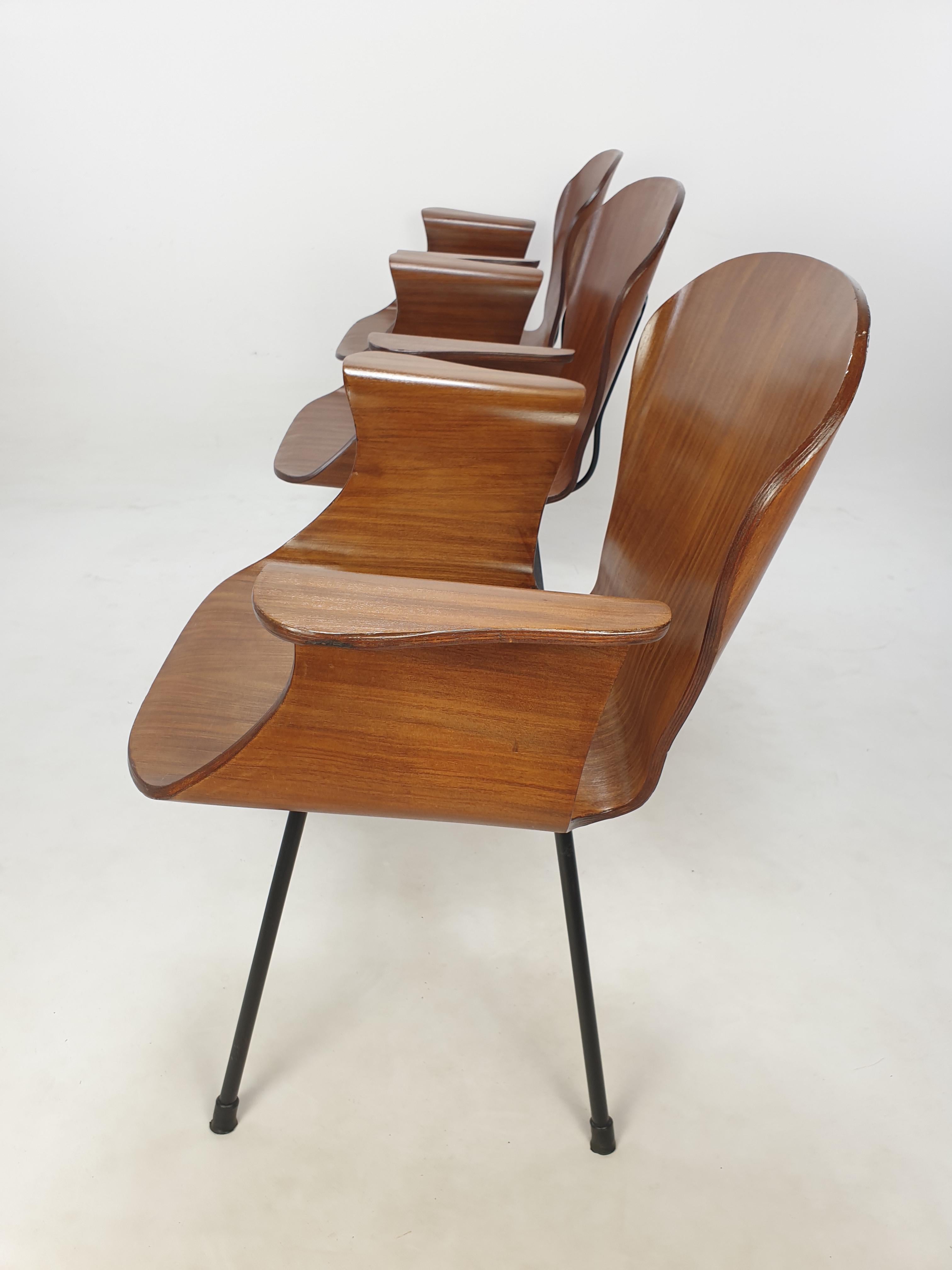 Mid Century Italian 3-Seat Bench by Carlo Ratti, 1950's For Sale 6