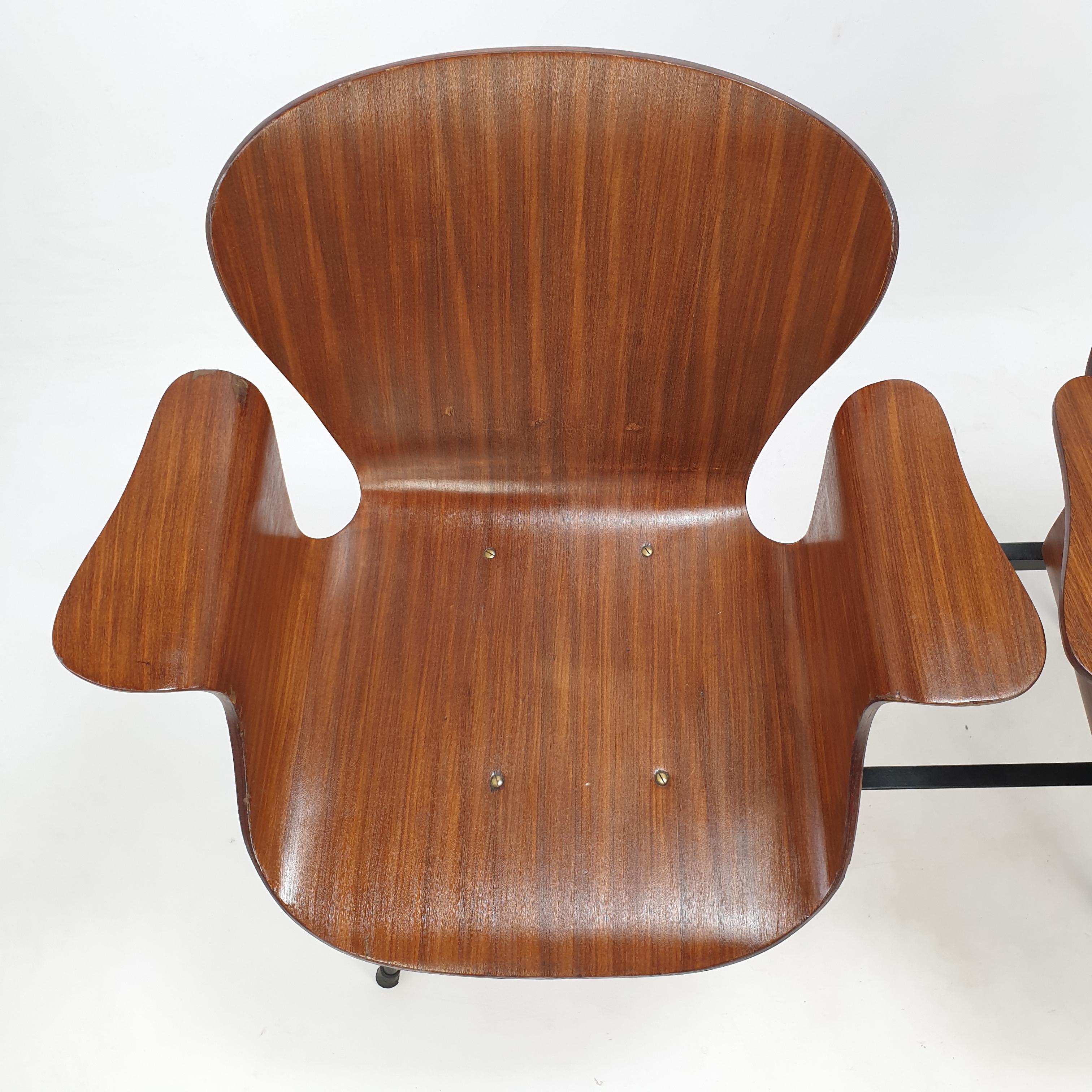 Banc italien à 3 places du milieu du siècle dernier par Carlo Ratti, années 1950 en vente 7