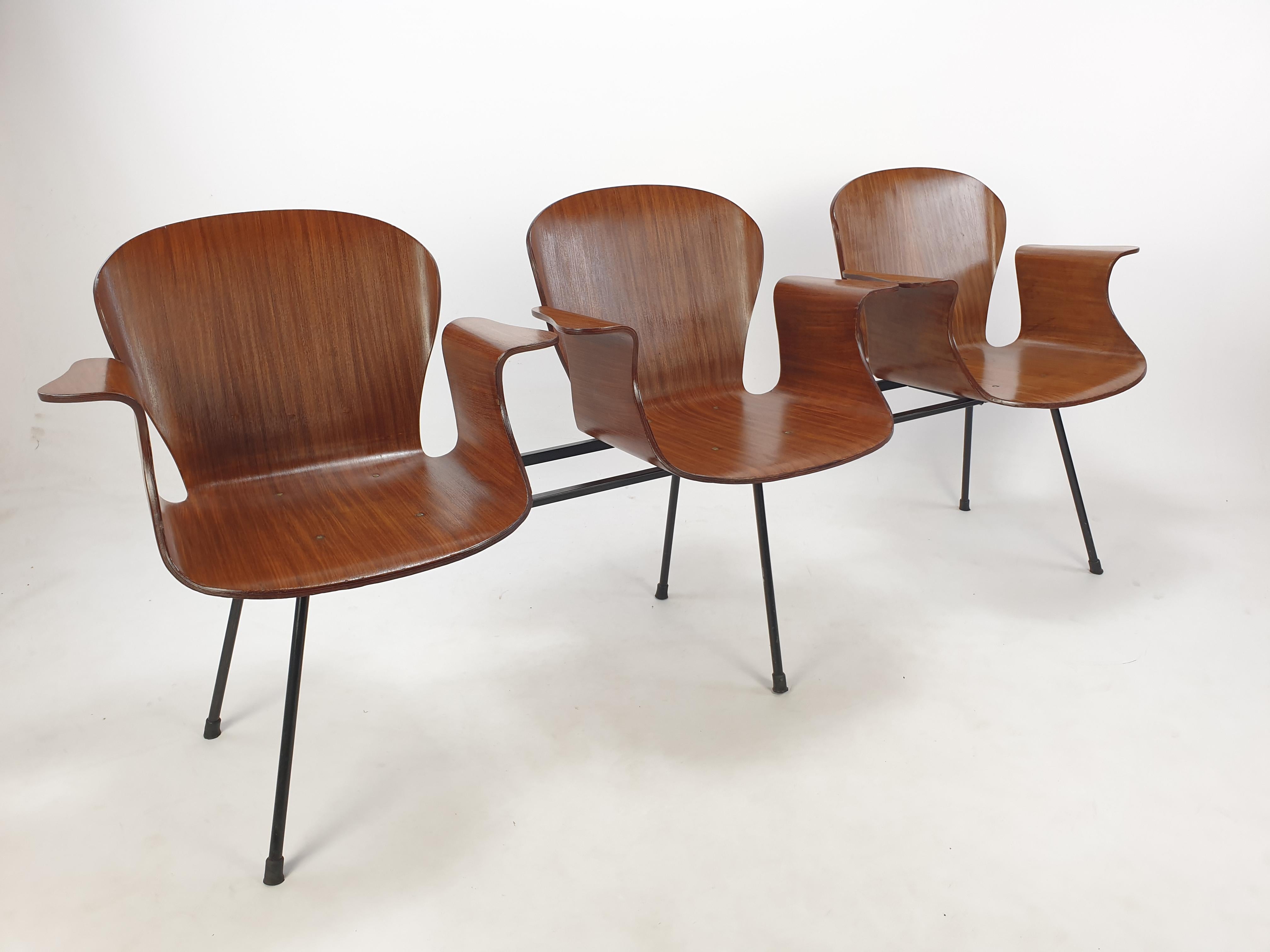 Banc italien à 3 places du milieu du siècle dernier par Carlo Ratti, années 1950 en vente 2