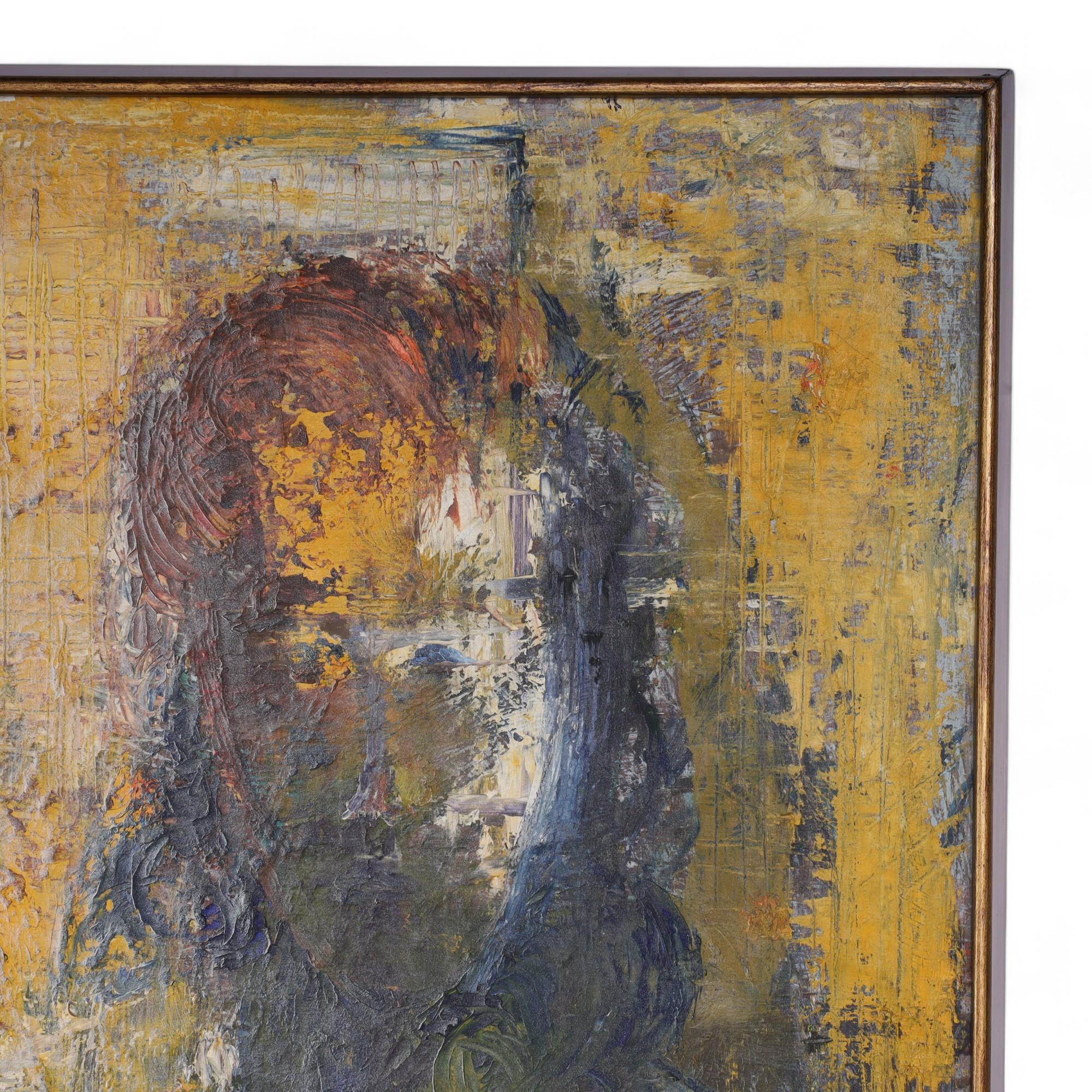 Expressionniste Mid Century Italian Abstract Figural Oil Painting by Lazzaro Donati en vente