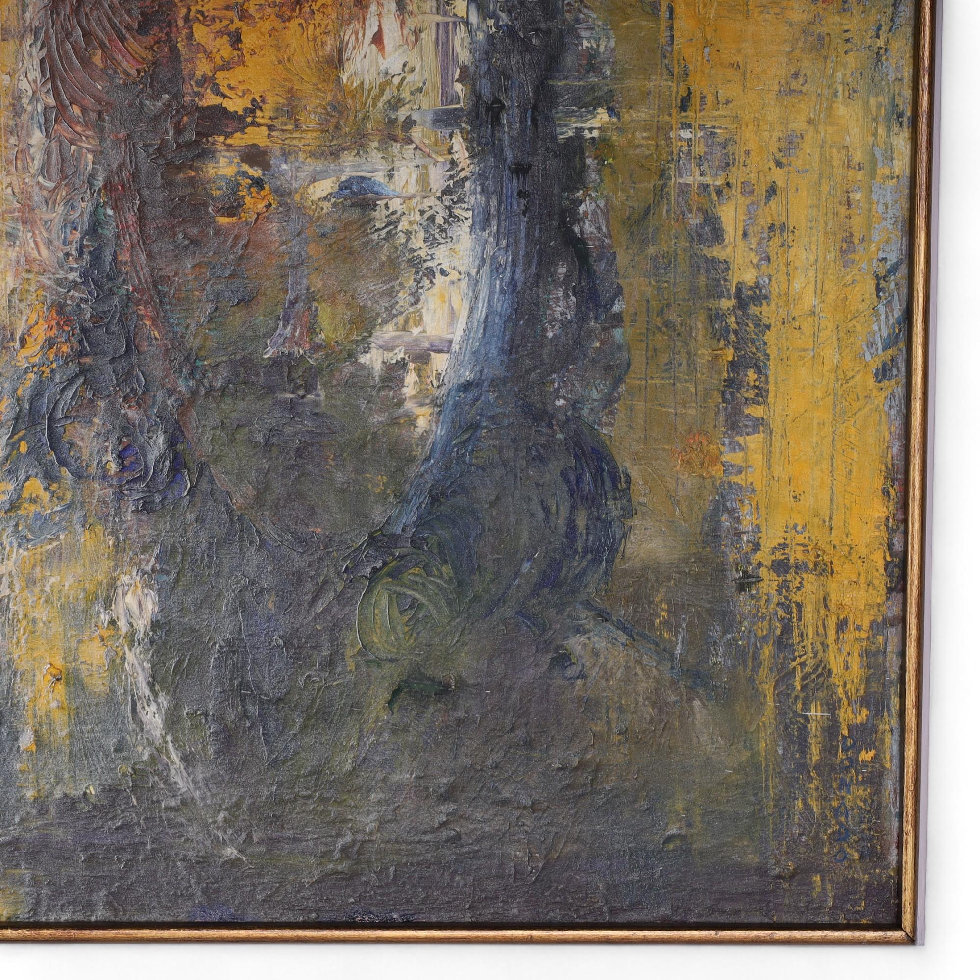 Mid Century Italian Abstract Figural Oil Painting by Lazzaro Donati Bon état - En vente à Palm Beach, FL