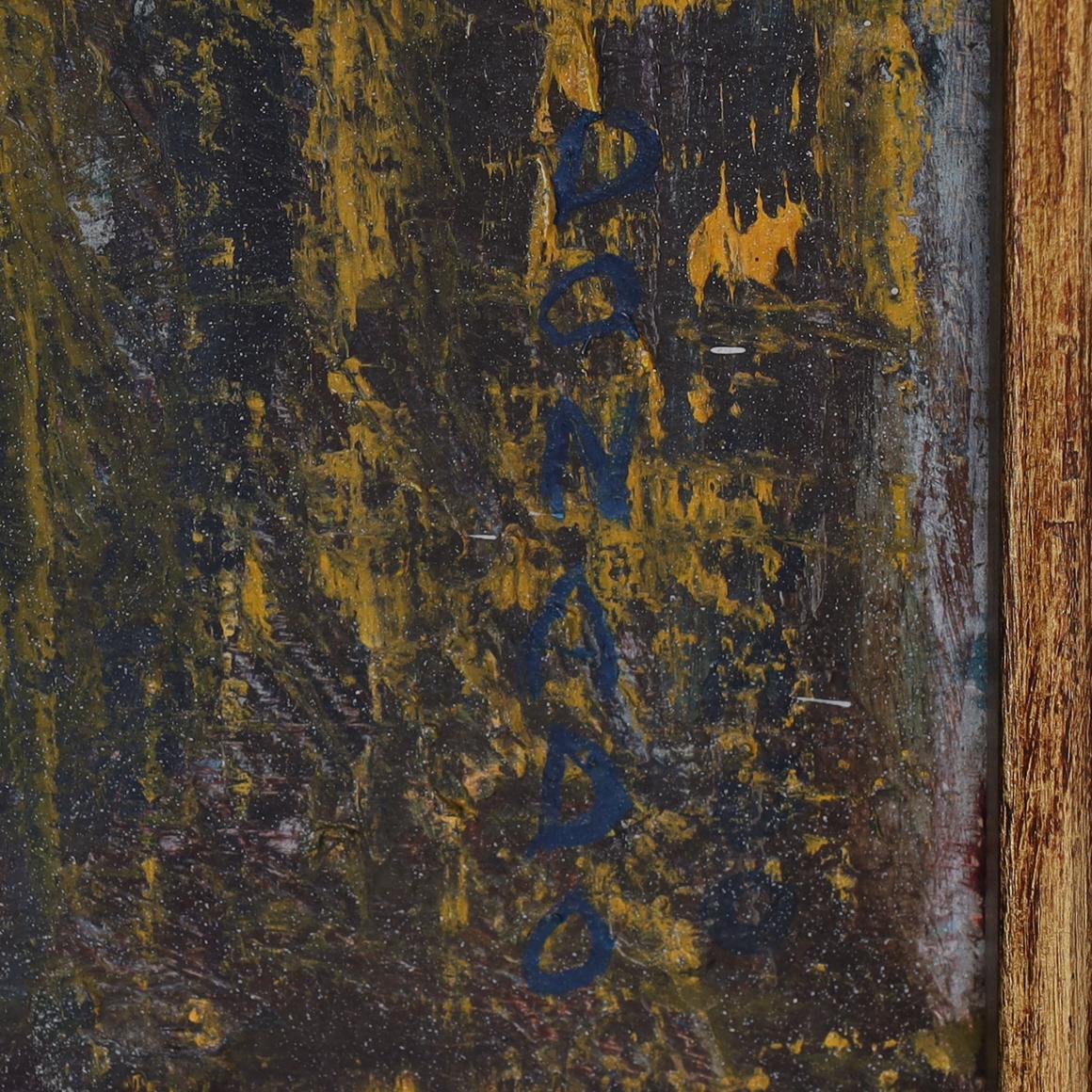 Mid Century Italian Abstract Figural Oil Painting by Lazzaro Donati en vente 1