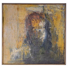 Pittura ad olio astratta figurativa di metà secolo di Lazzaro Donati