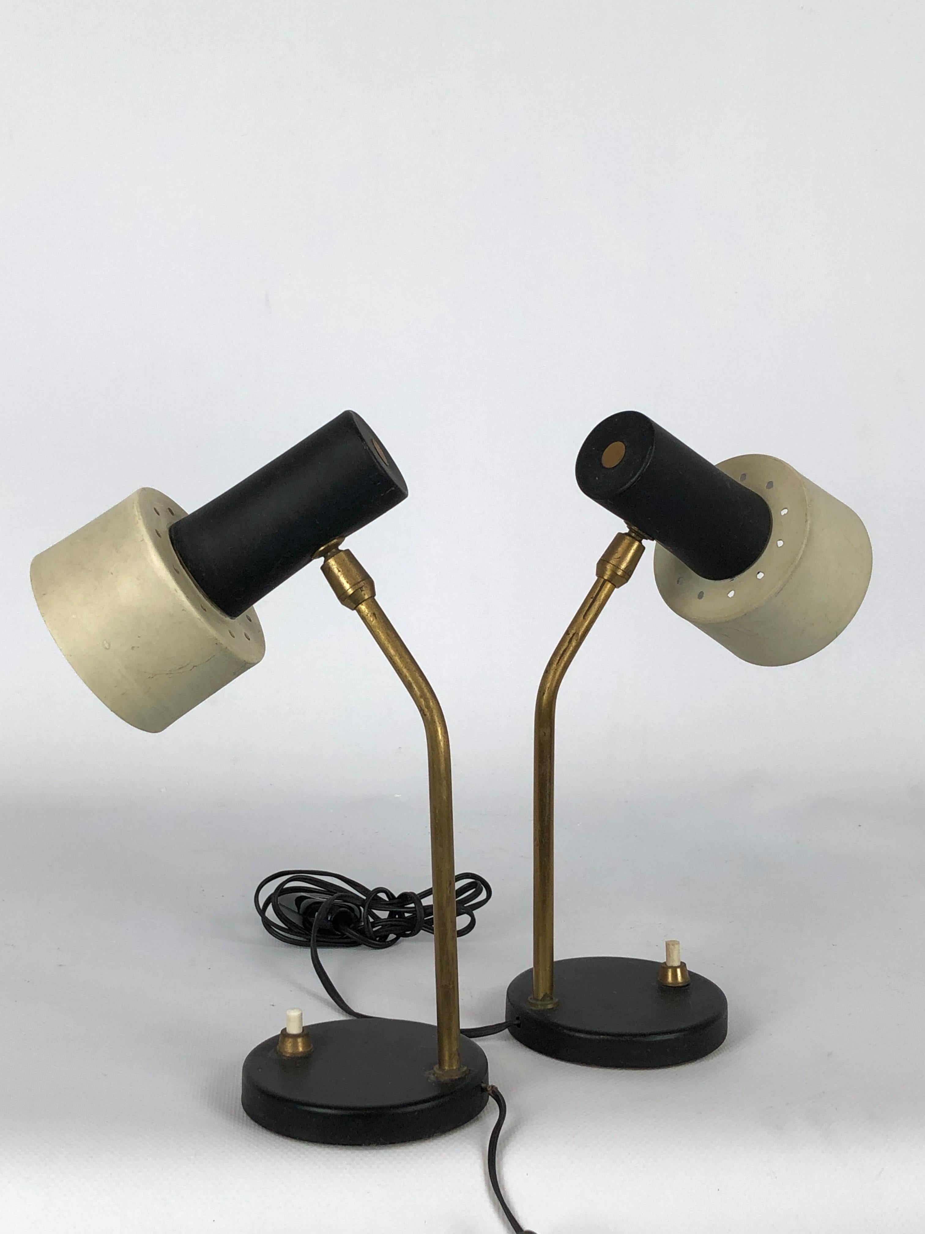 20th Century Mid-Century Italian Adjustable Cone Table Lamps, Set of Two For Sale
