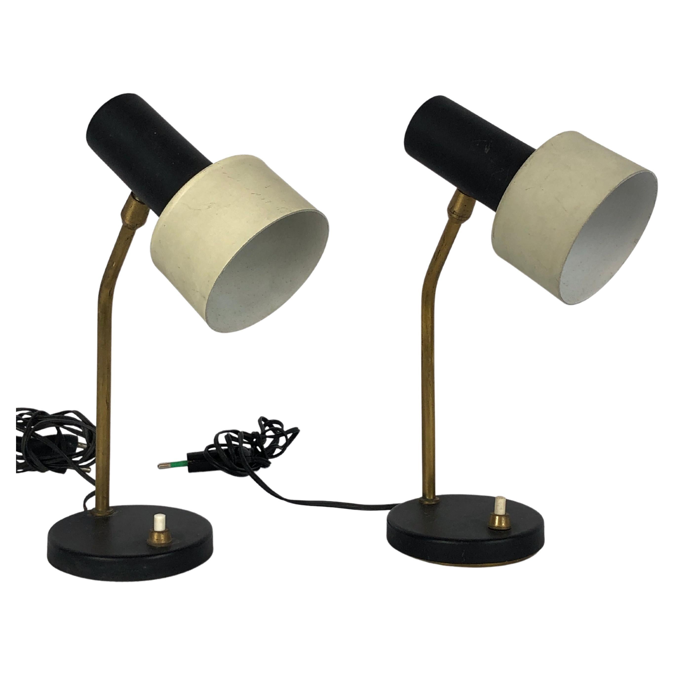 Mid-Century Italian Adjustable Cone Table Lamps, Set of Two For Sale