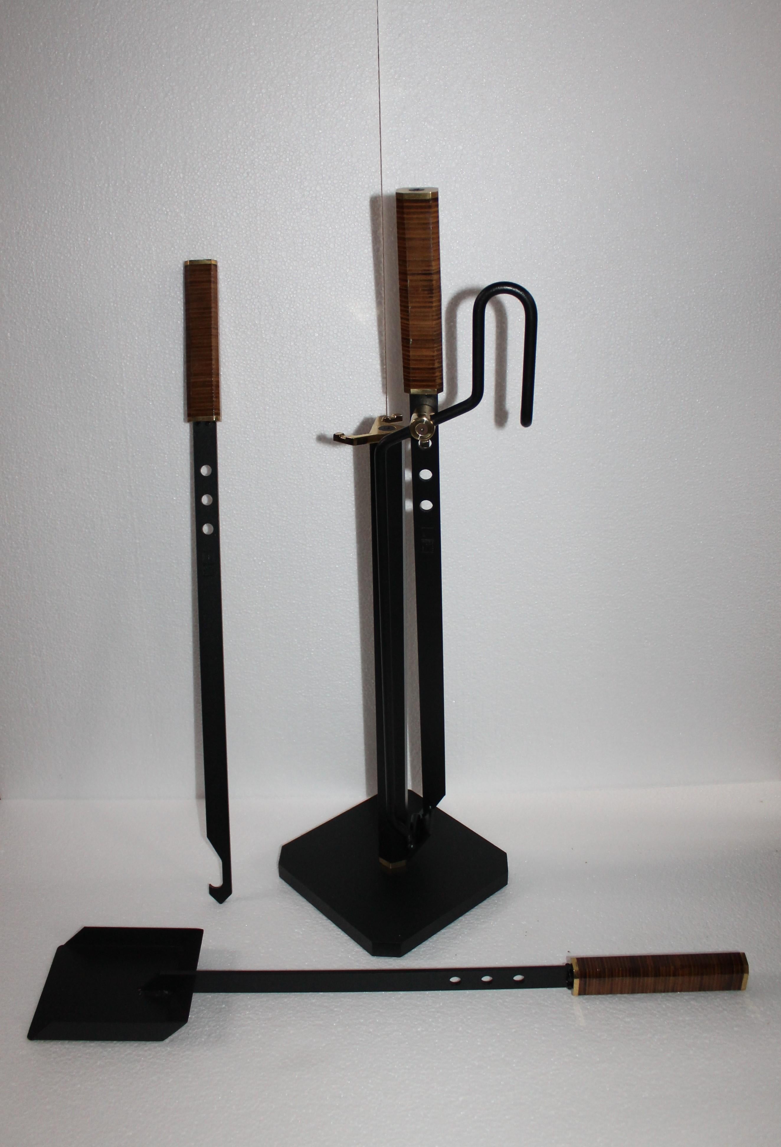 Midcentury Italian Afra & Tobia Scarpa Fireplace Tools Set for Dimensione Fuoco 7