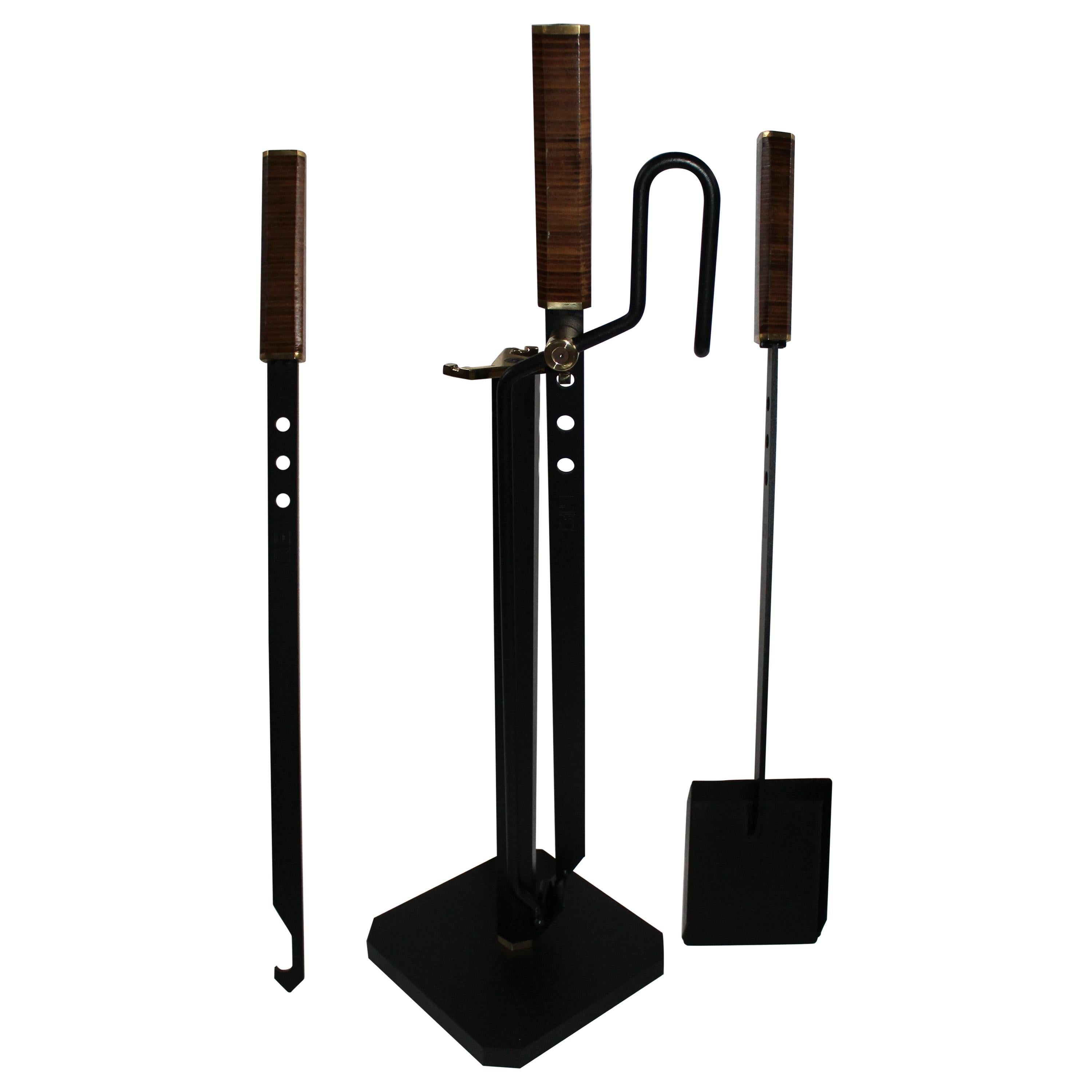 Midcentury Italian Afra & Tobia Scarpa Fireplace Tools Set for Dimensione Fuoco