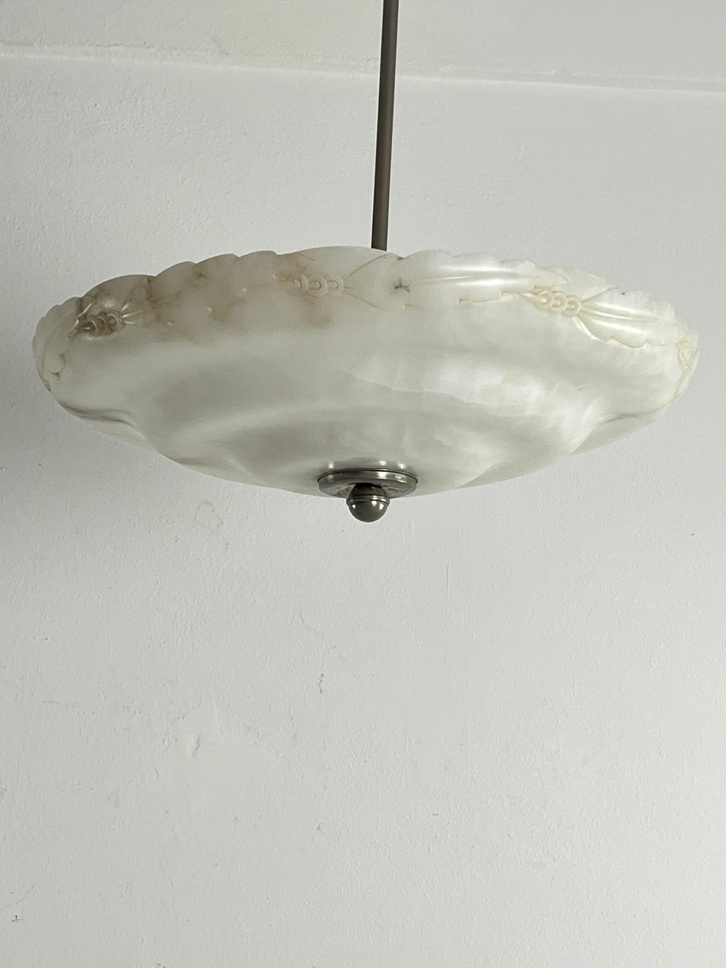 Mid-century Italian Alabaster Chandelier, 1940s In Good Condition In Palermo, IT