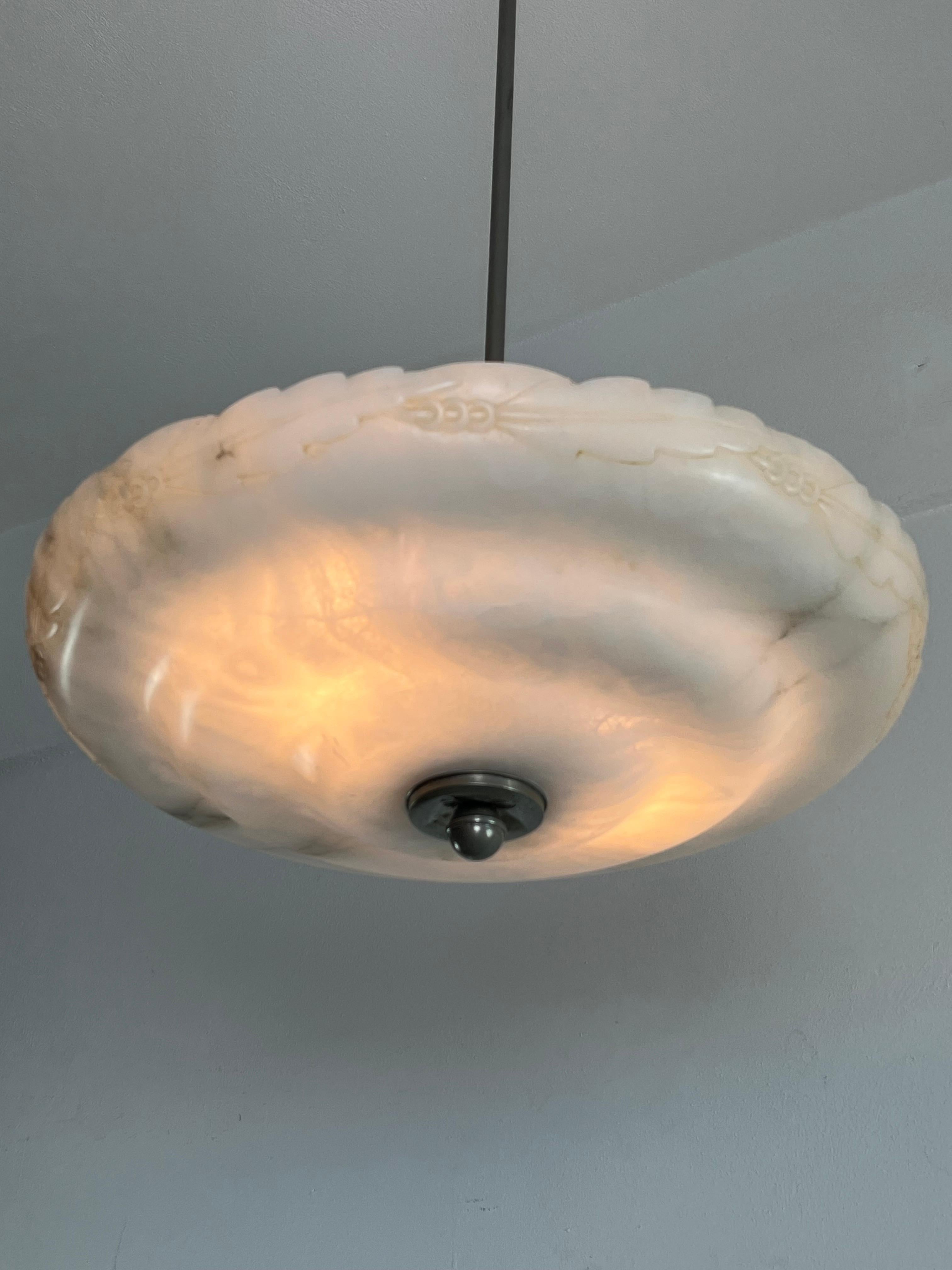 Mid-20th Century Mid-century Italian Alabaster Chandelier, 1940s