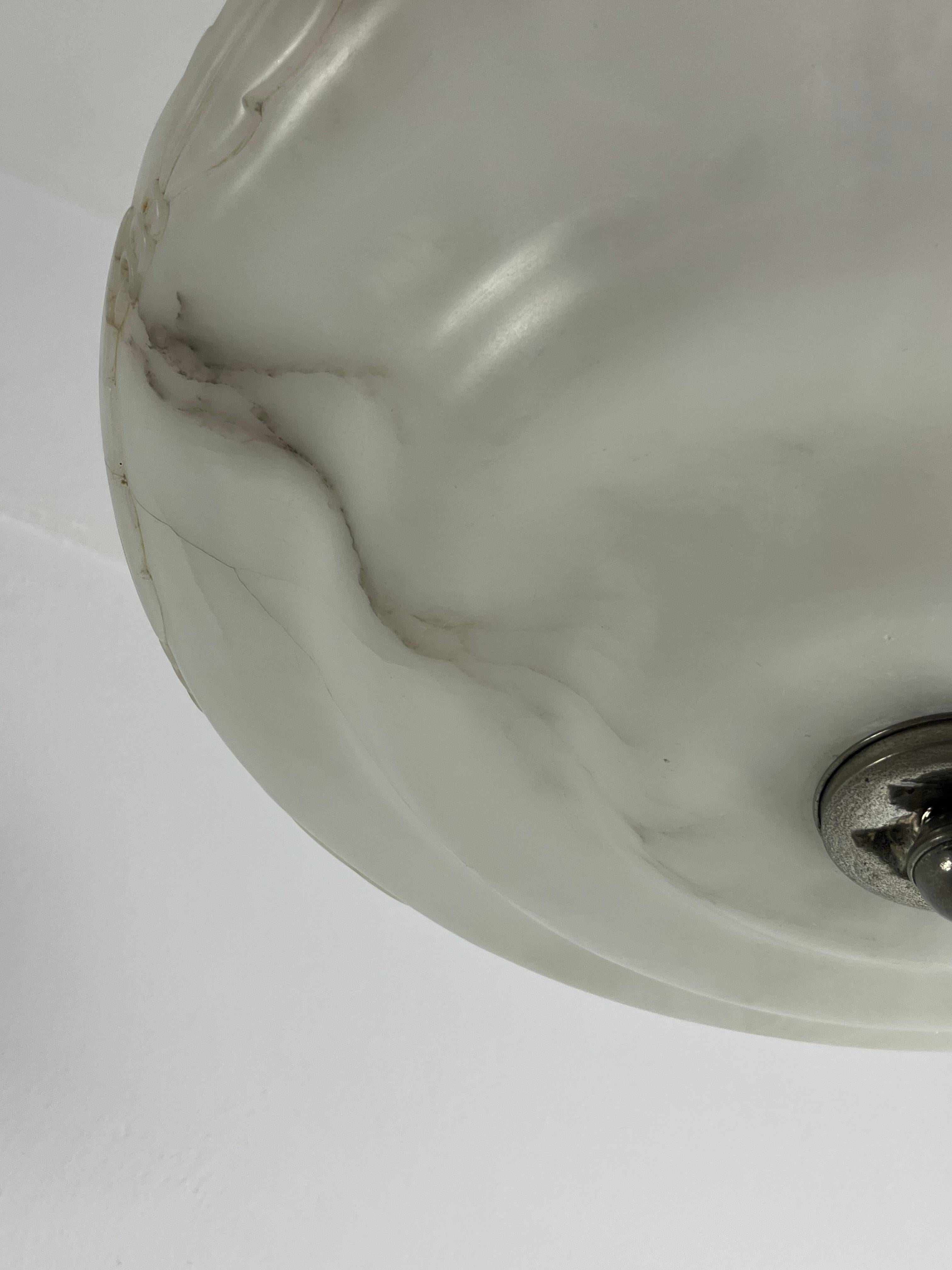 Metal Mid-century Italian Alabaster Chandelier, 1940s