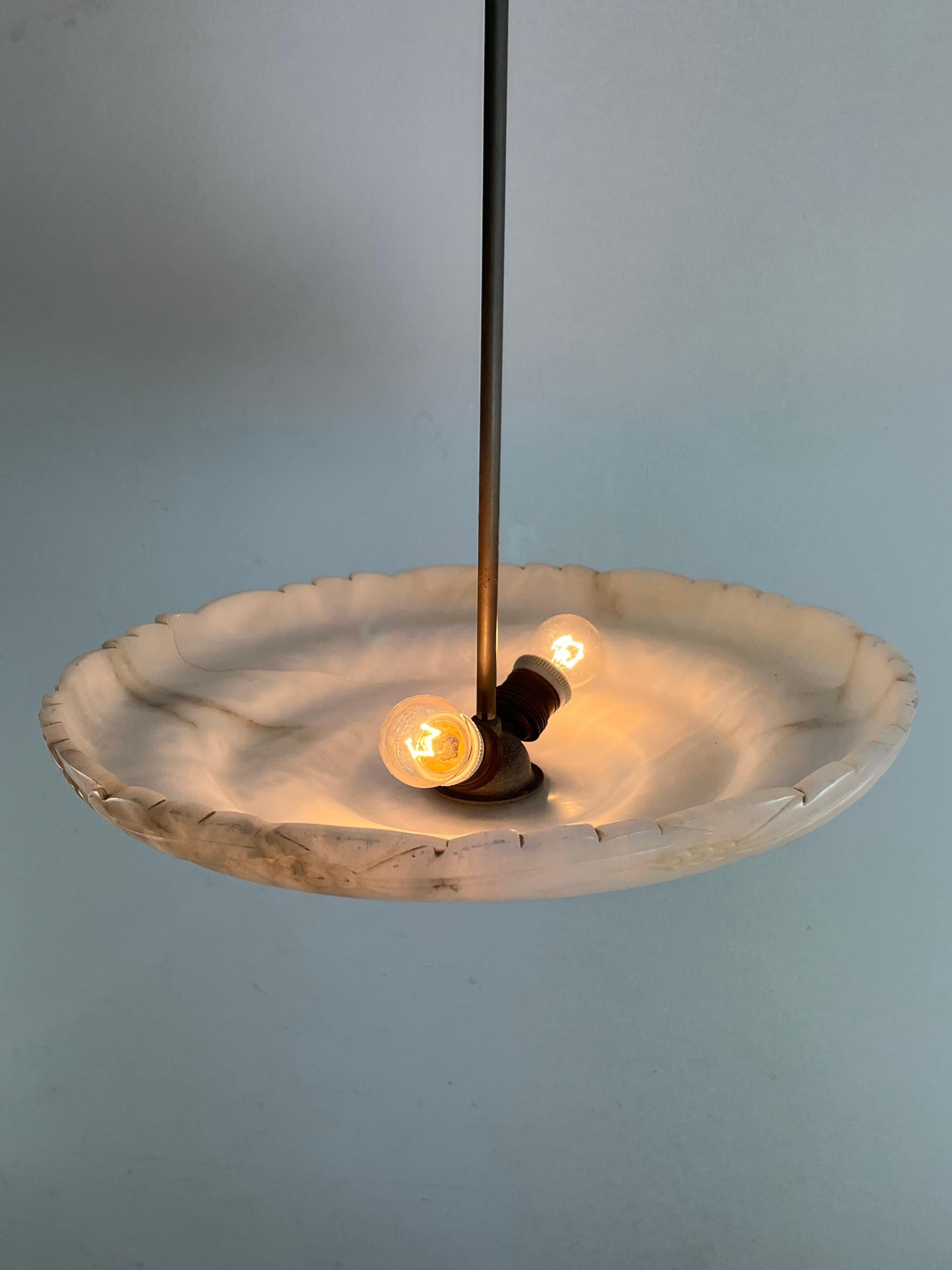 Mid-century Italian Alabaster Chandelier, 1940s 1