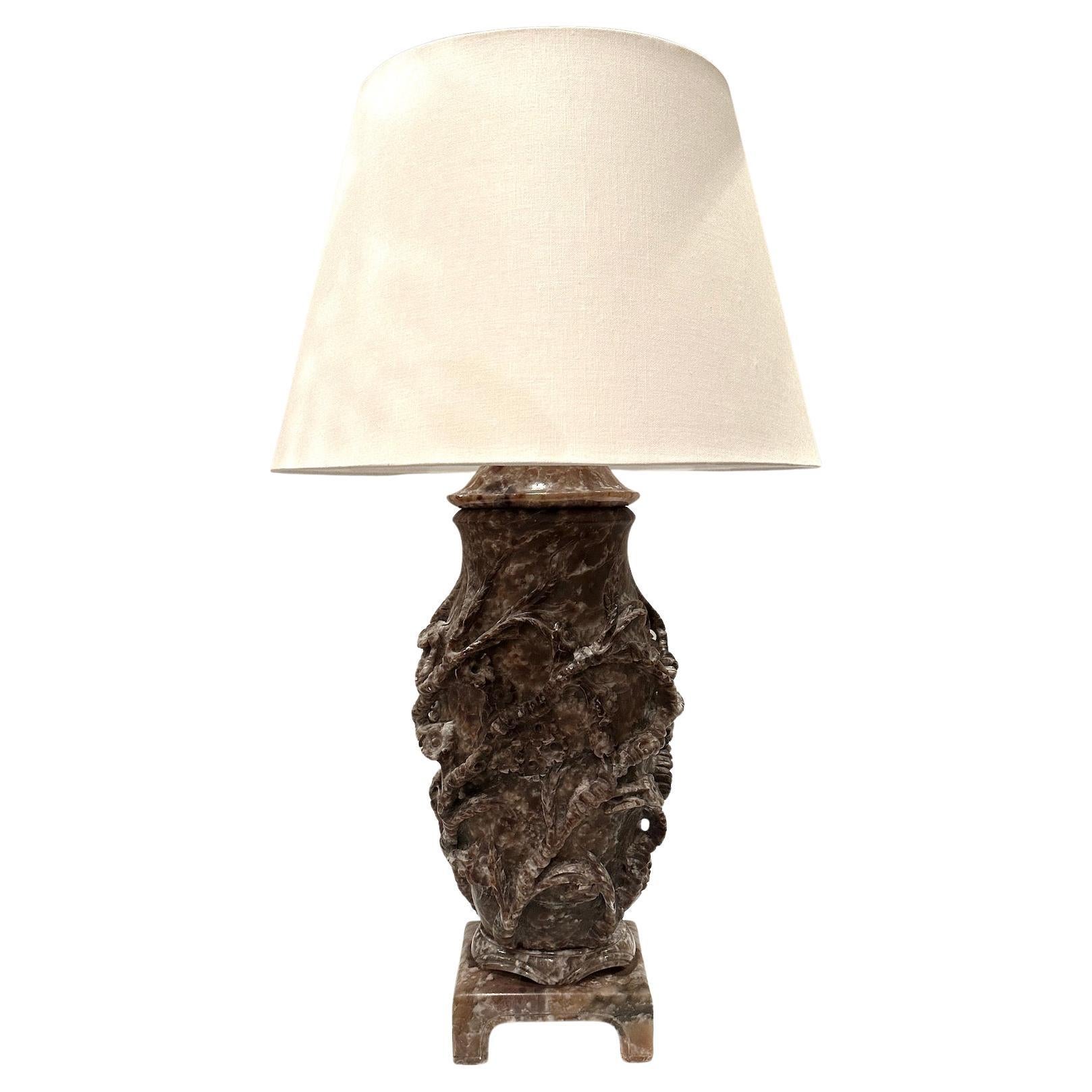 Milieu du XXe siècle The Marbro Company Lamp en albâtre d'Italie du milieu du siècle en vente