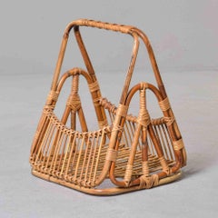 Panier à revues en bambou de style Albini italien du milieu du siècle