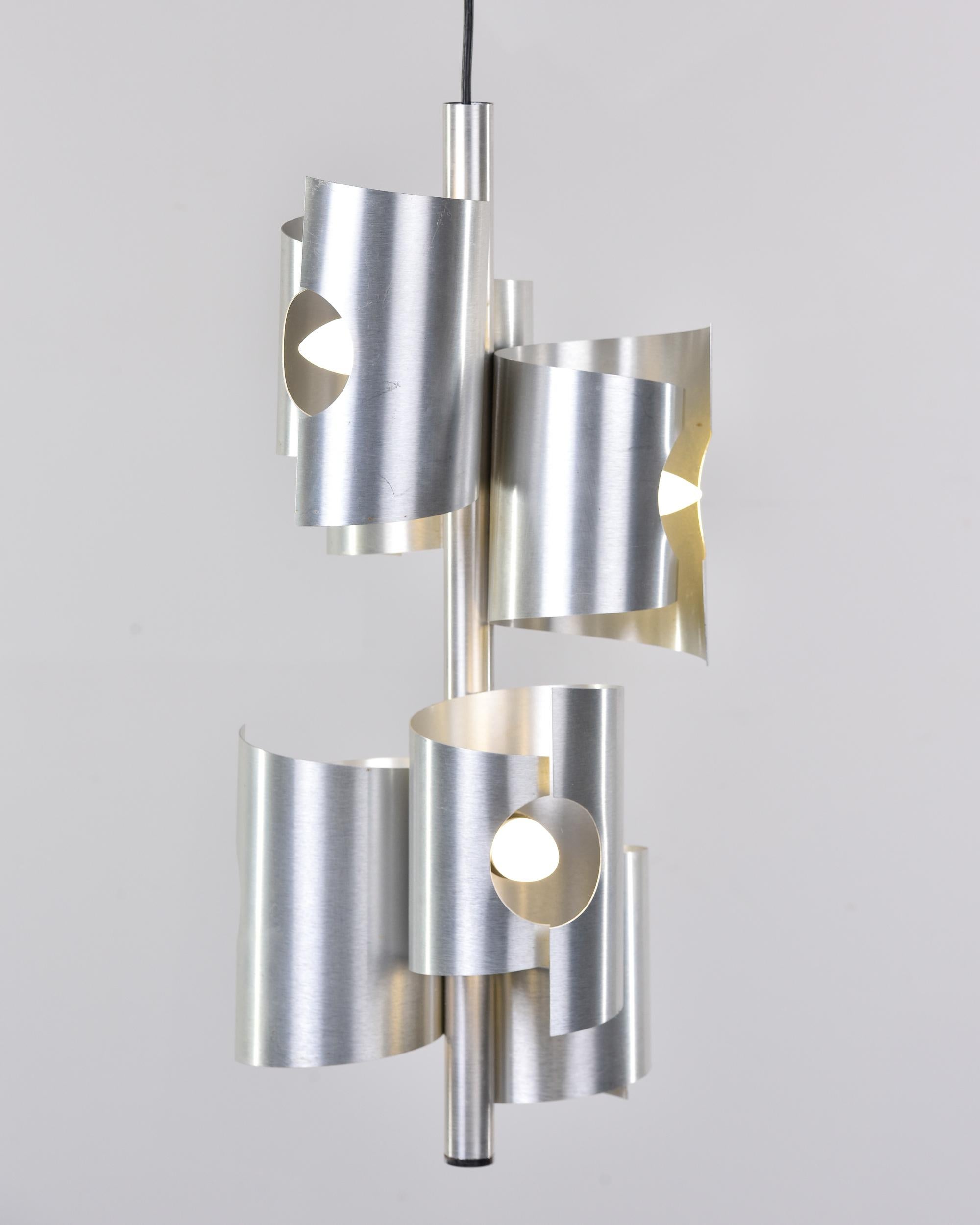 20ième siècle Luminaire à 6 lampes en aluminium italien du milieu du siècle dernier en vente
