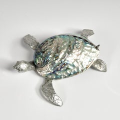 Mid Century Italian Aluminum and Abalone Turtle Sculpture