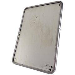Mid-Century Italian Aluminum Barber Shop Mirror, Wall or Tabletop
