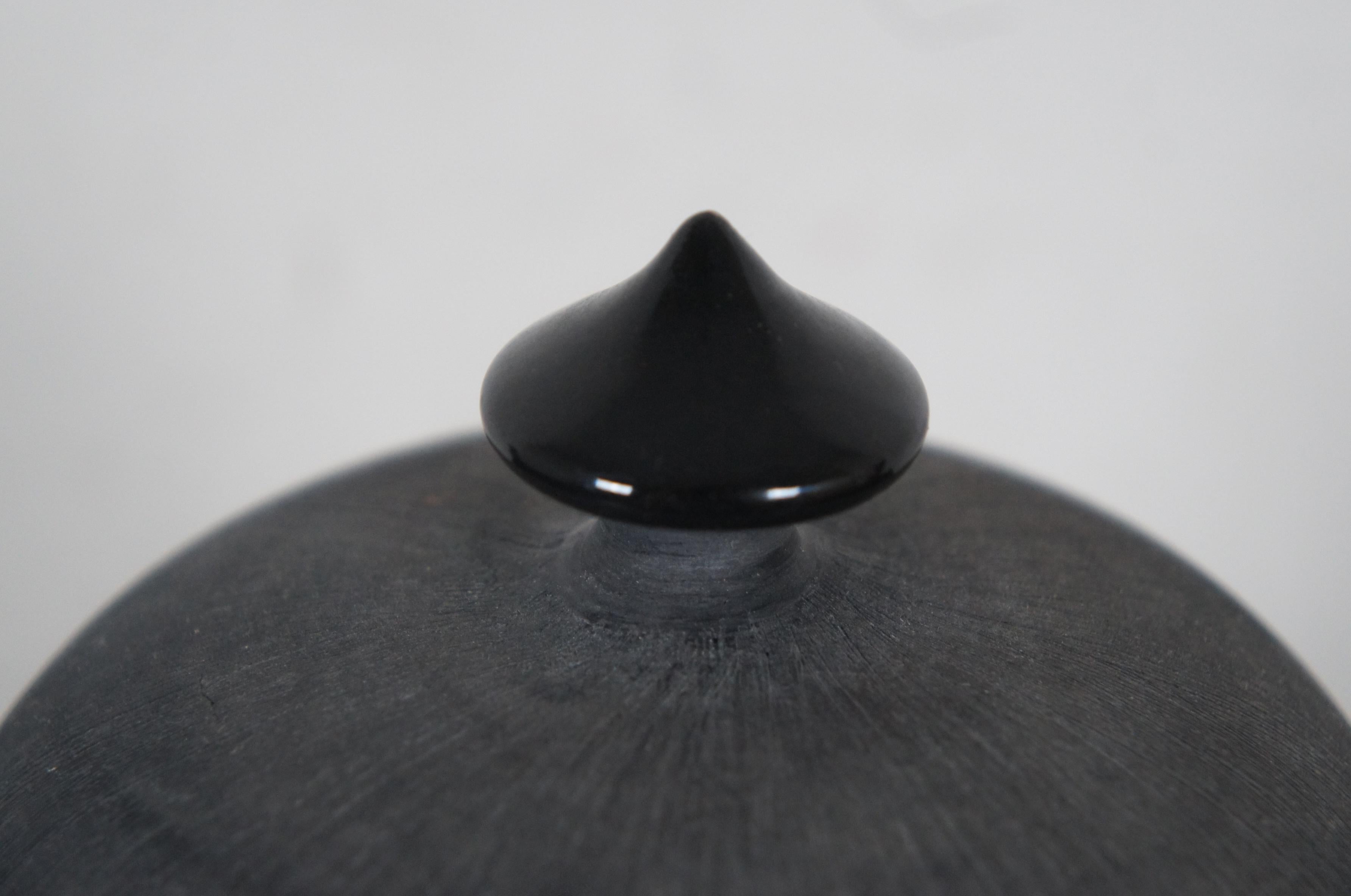 Mid Century Italian Alvino Bagni Raymor R736 Black Ceramic Mantel Urn Italy 6