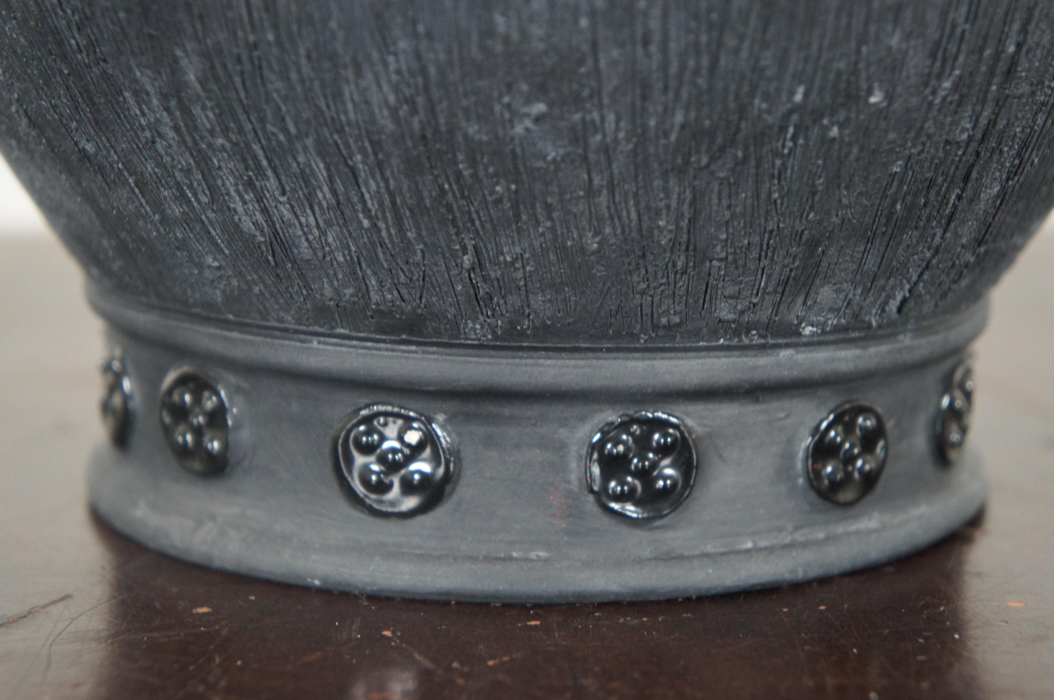Mid Century Italian Alvino Bagni Raymor R736 Black Ceramic Mantel Urn Italy 1