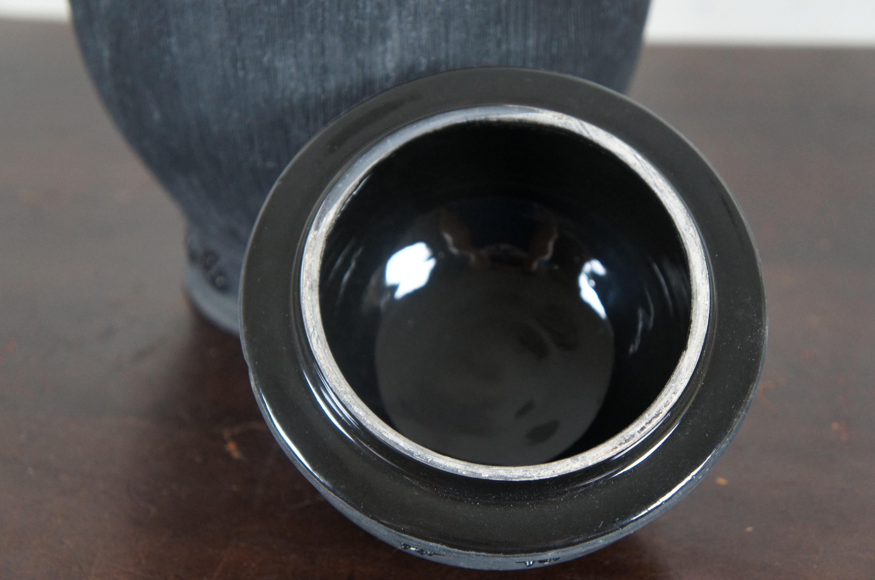 Mid Century Italian Alvino Bagni Raymor R736 Black Ceramic Mantel Urn Italy 3