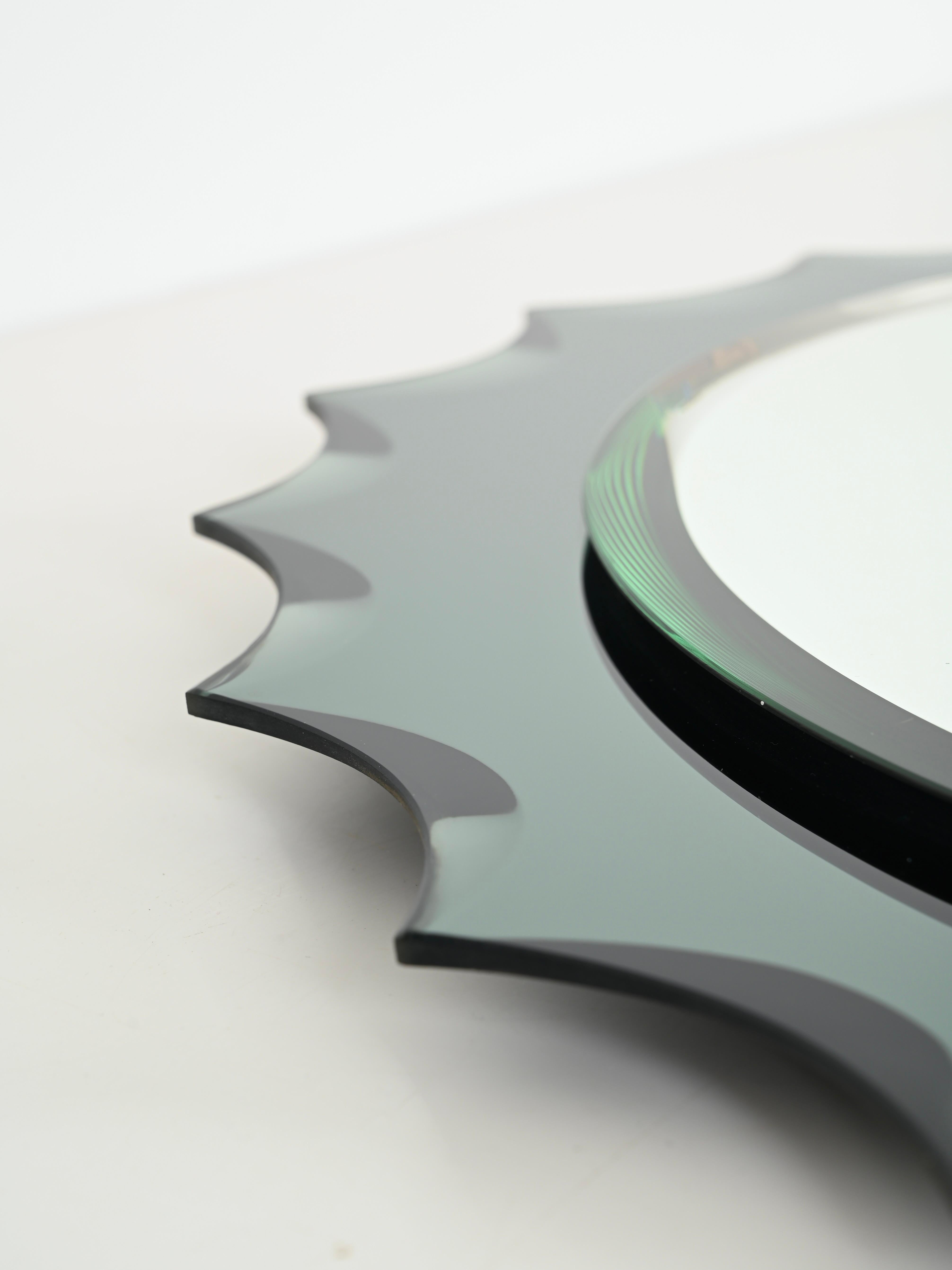 Miroir rond biseauté vert aigue-marine italien de Cristal Arte, années 1960 en vente 4