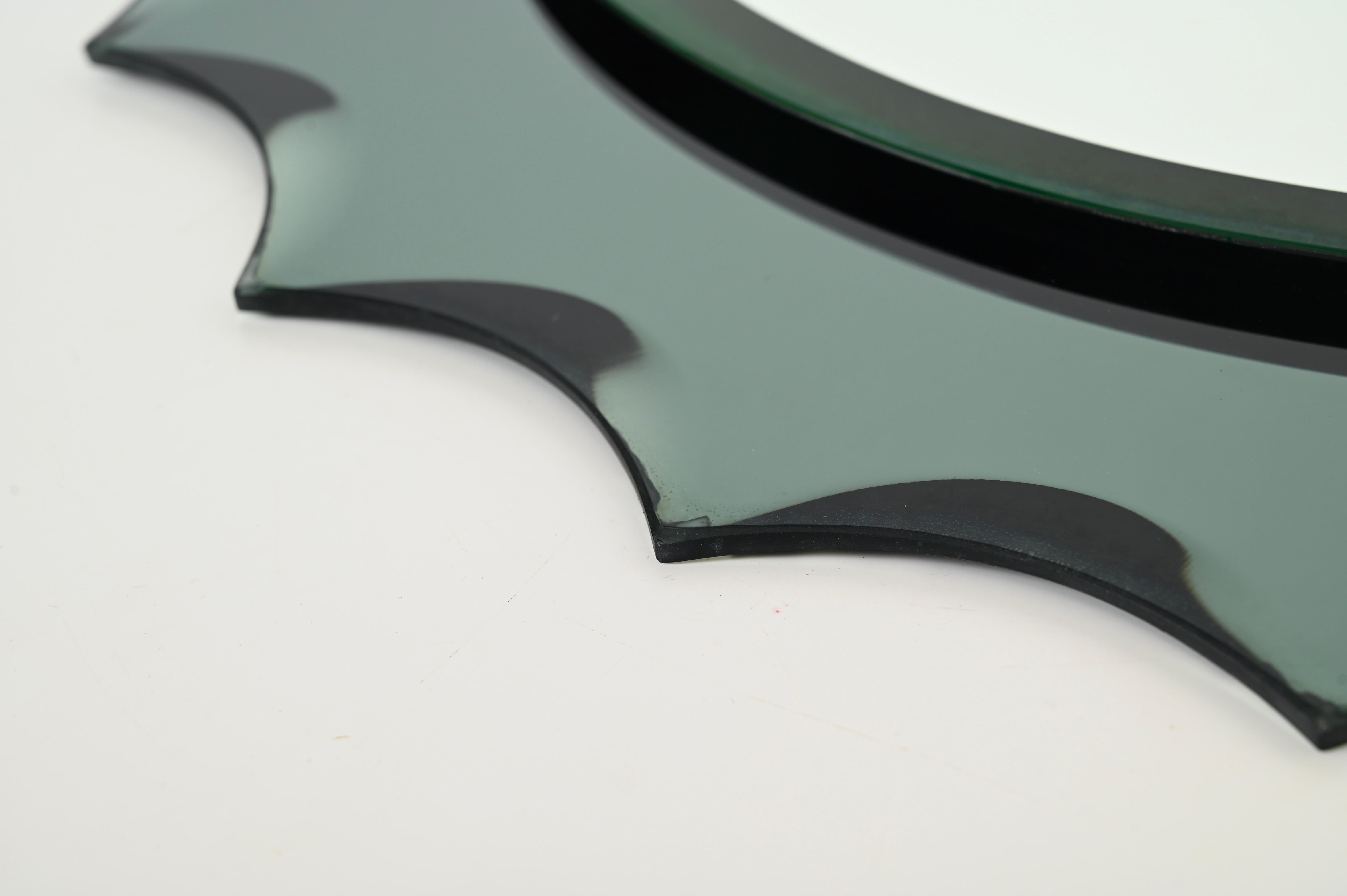 Miroir rond biseauté vert aigue-marine italien de Cristal Arte, années 1960 en vente 2