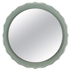 Mid-Century Italian Aquamarine Green Bevel Round Mirror by Cristal Arte, 1960s