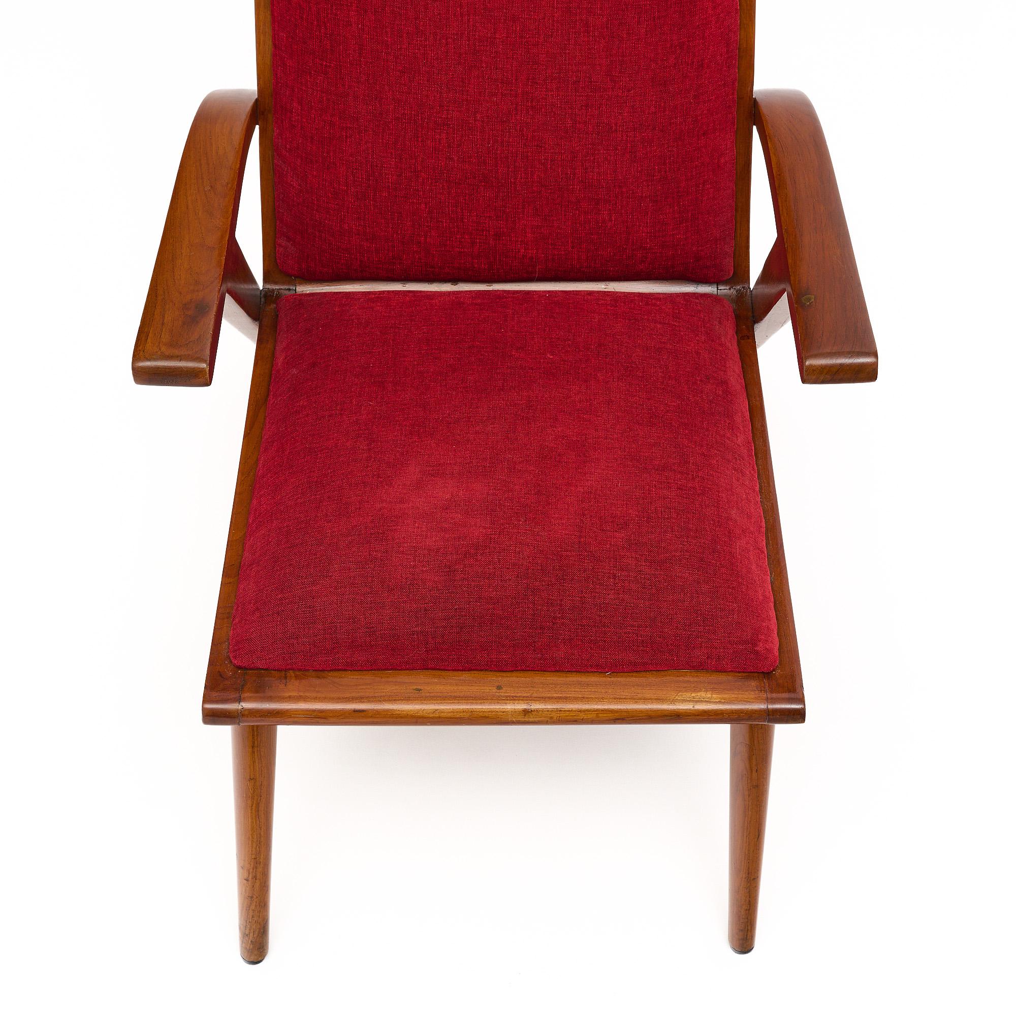 Velvet Mid-Century Italian Armchair For Sale