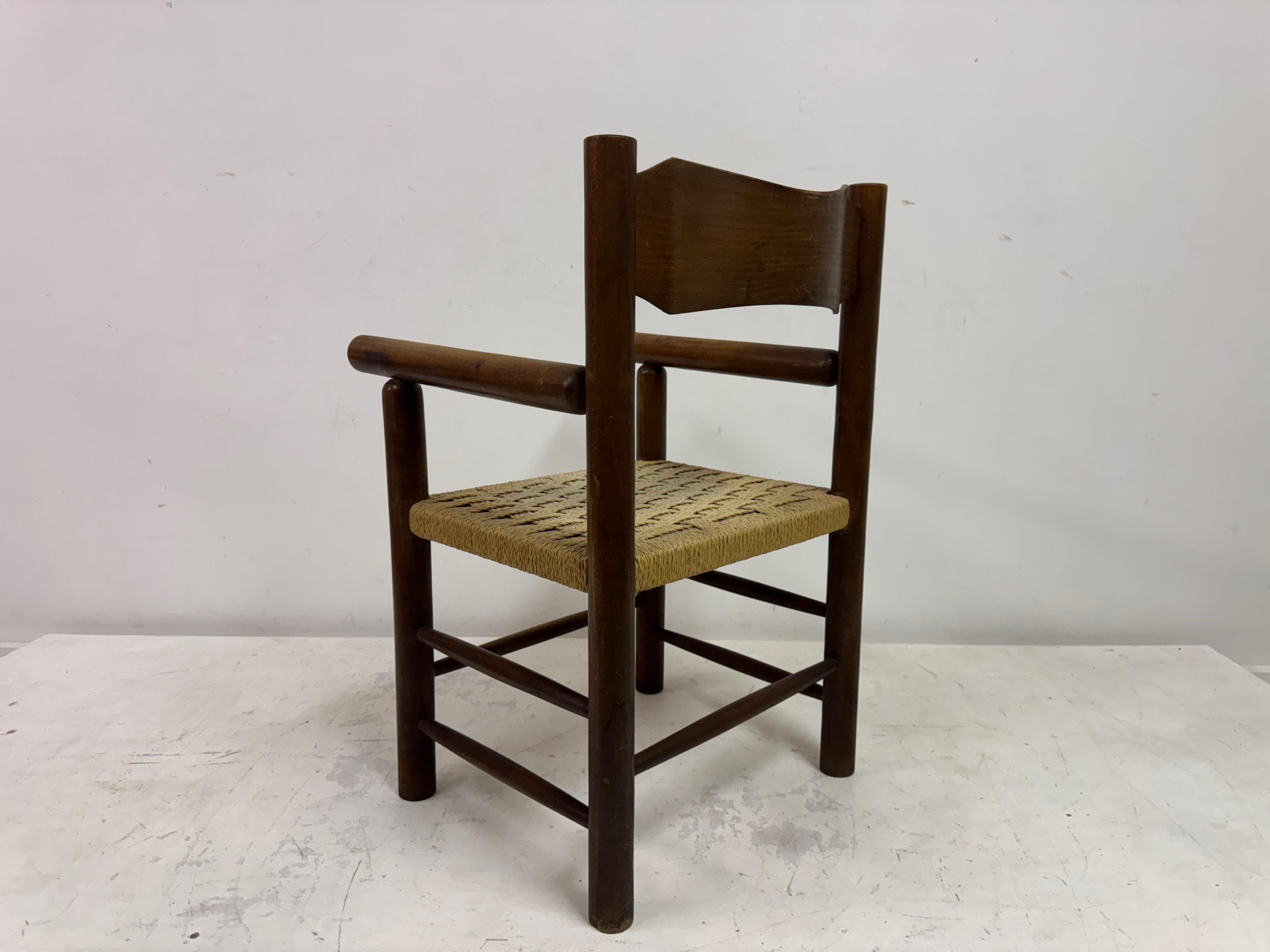 Mid Century Italian Armchair With Rush Seat For Sale 5