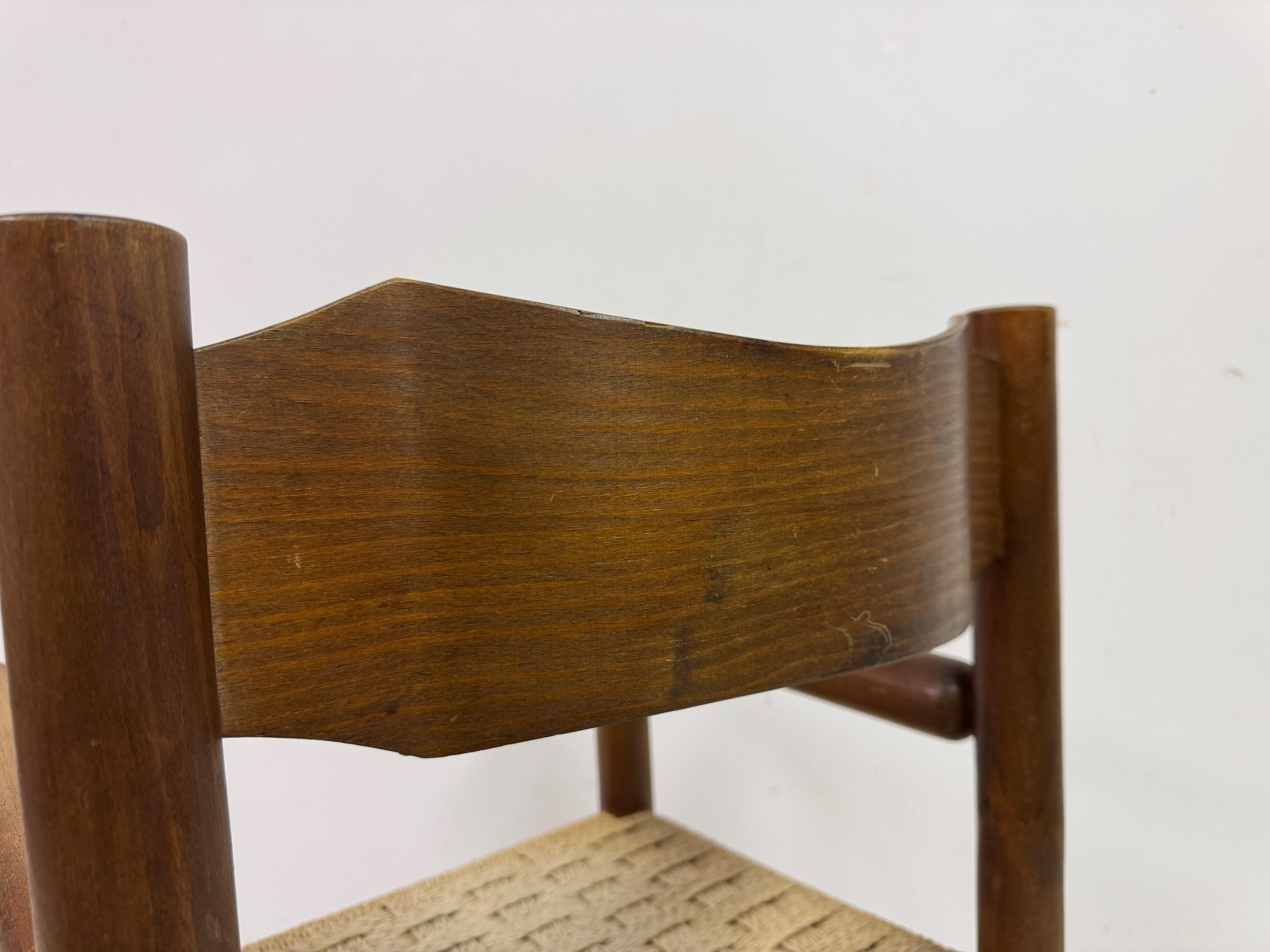 Mid Century Italian Armchair With Rush Seat For Sale 6