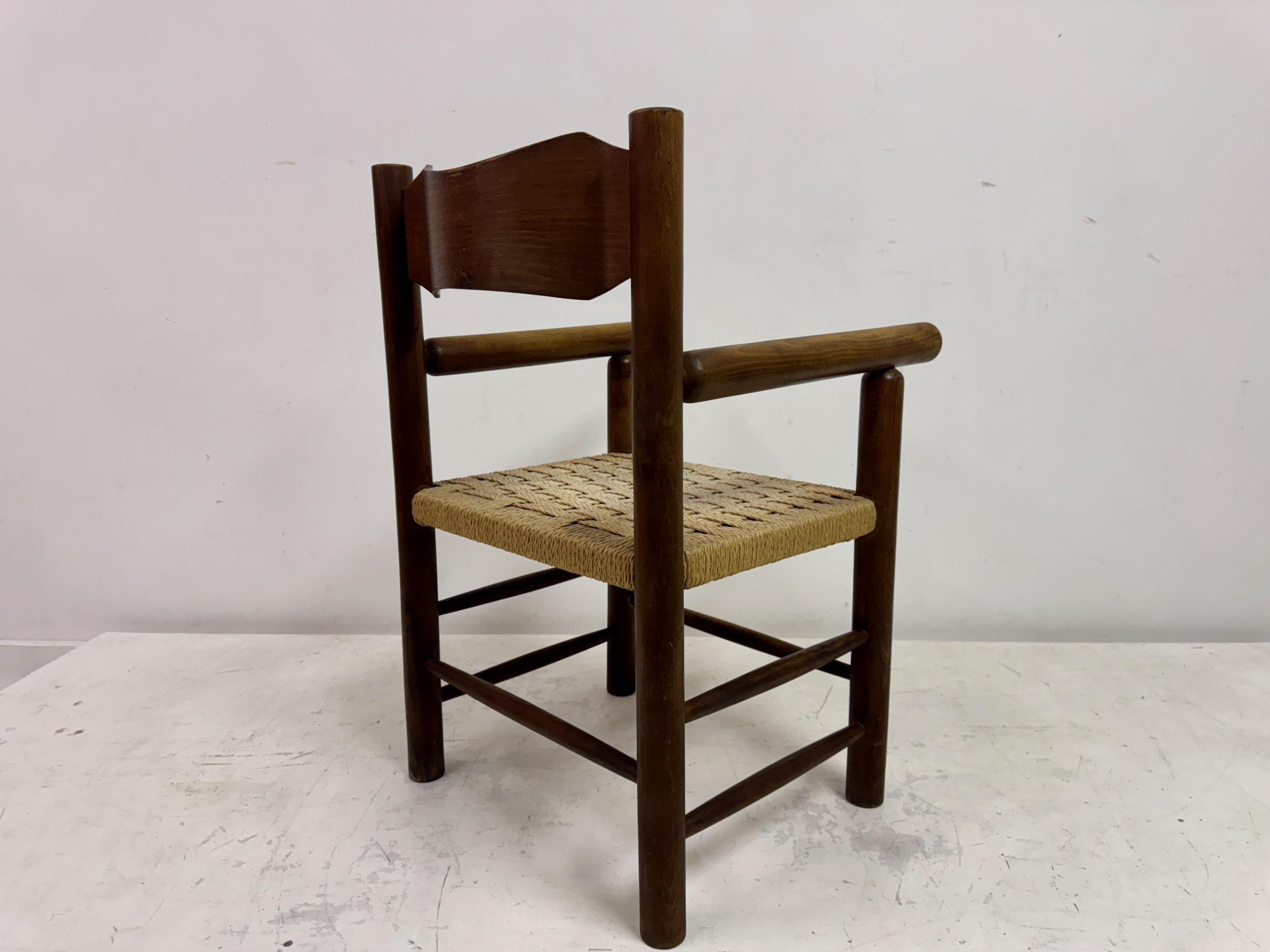 Mid Century Italian Armchair With Rush Seat For Sale 7